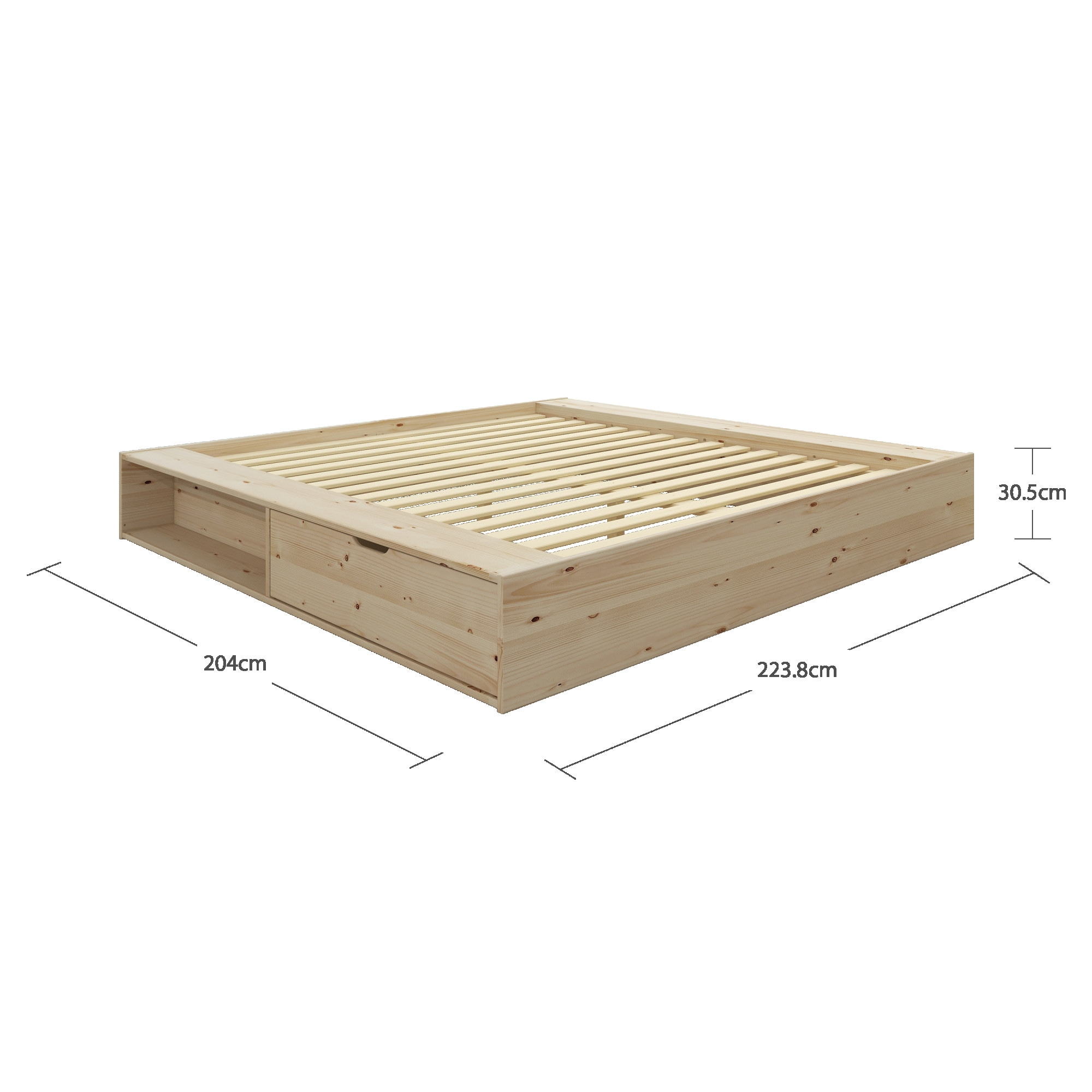 Home affaire Stauraumbett »Erno, Massivholzbett, Futonbett, 275KG belastbar«, (Breite/ Belastbarkeit: 120cm/275 KG, 180cm/275 KG), mit Lattenrost, Massivholz, FSC® zertifiziert, viel Stauraum + Ablagen