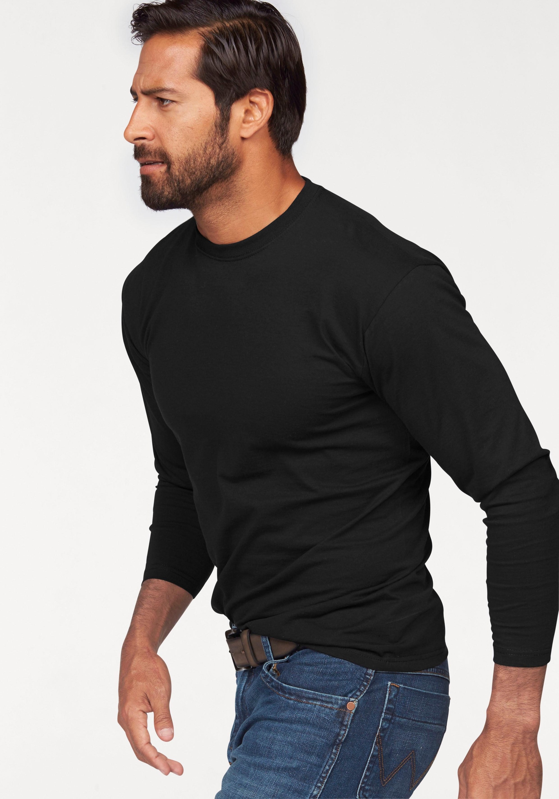 Fruit of the Loom Langarmshirt Packung, 2 Stk. aus reiner Baumwolle, 2-er P günstig online kaufen