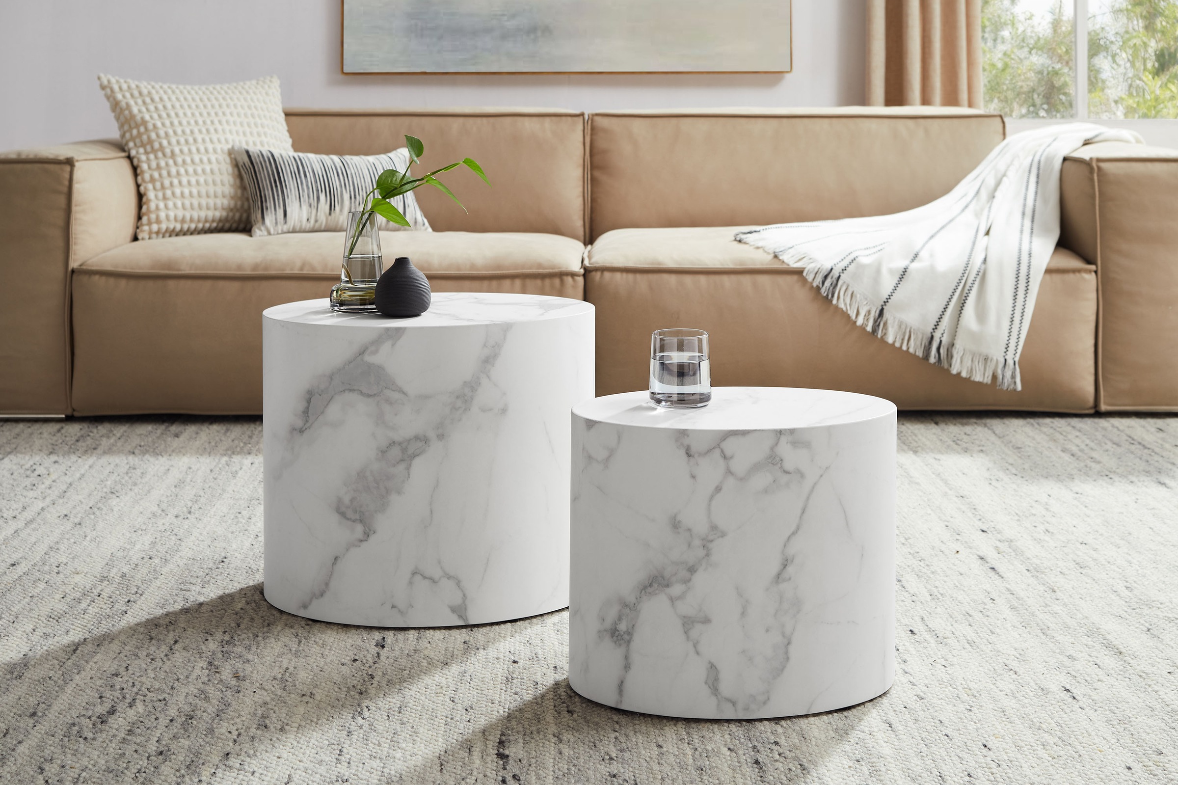 SalesFever Couchtisch "Almeria" 2er-Set, oval, in Marmoroptik foliert günstig online kaufen
