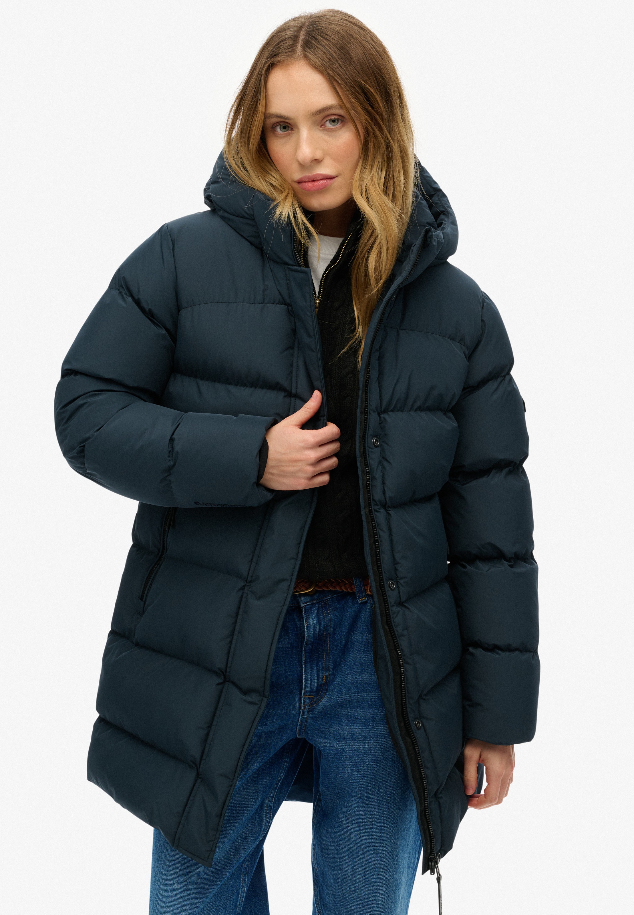 Superdry Steppjacke "HOODED SPORTS PUFFER MID JKT", mit Kapuze günstig online kaufen
