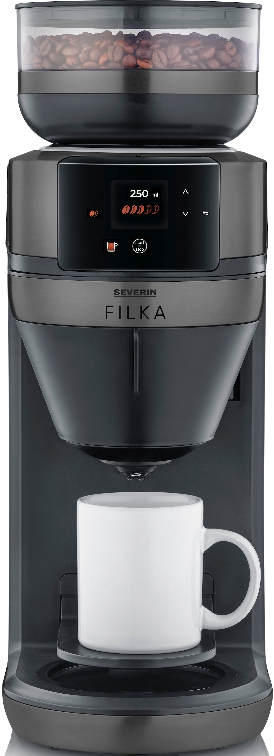 Severin Kaffeemaschine mit Mahlwerk »KA 4854 Filterkaffee-Vollautomat FILKA 2.0 Glas«, 1,4 l Kaffeekanne, Papierfilter-Permanentfilter, 1x4