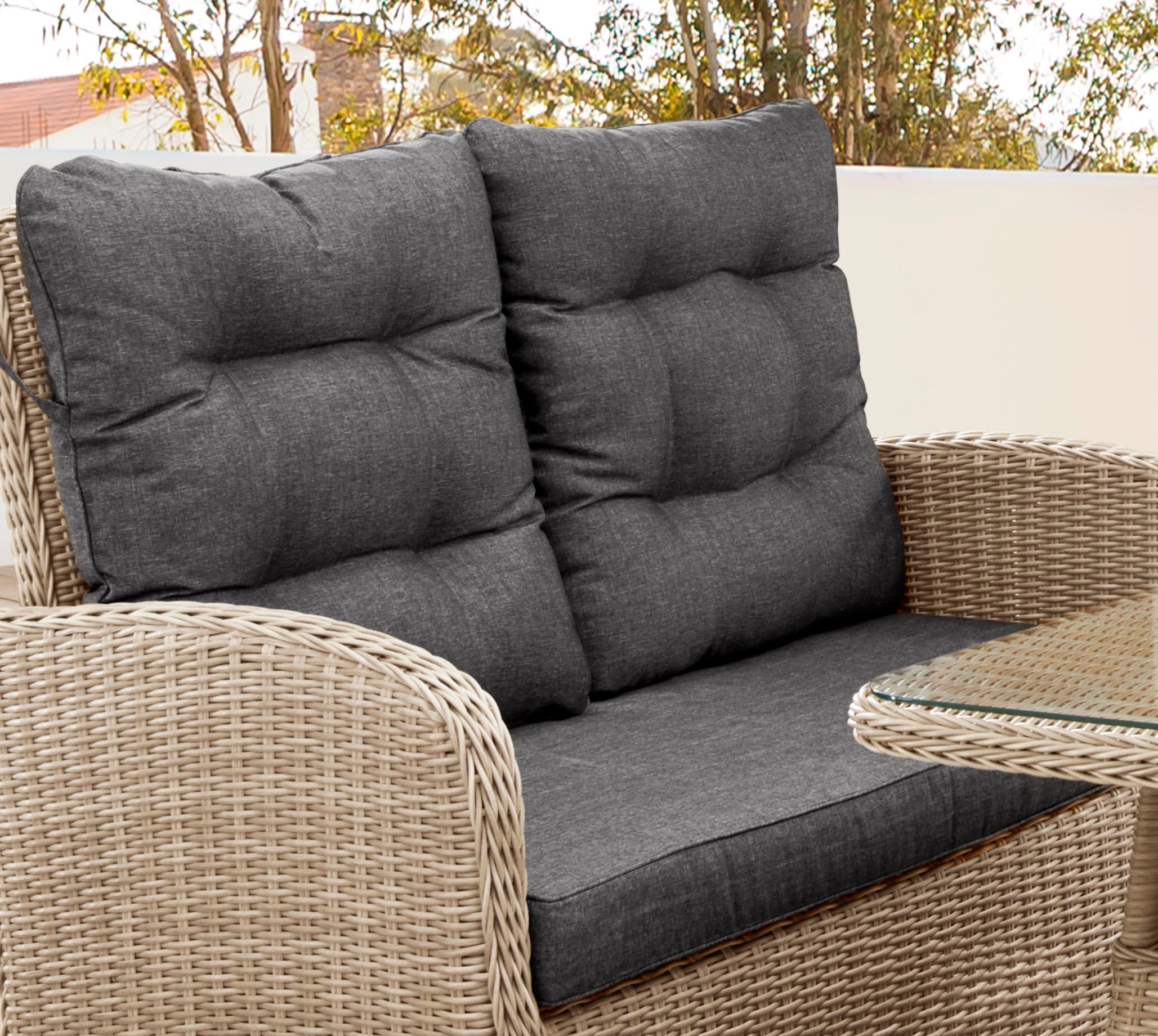 Destiny Loungesofa »MERANO II«, Aluminium, Polyrattan, 2er Sofa, inkl. Auflagen