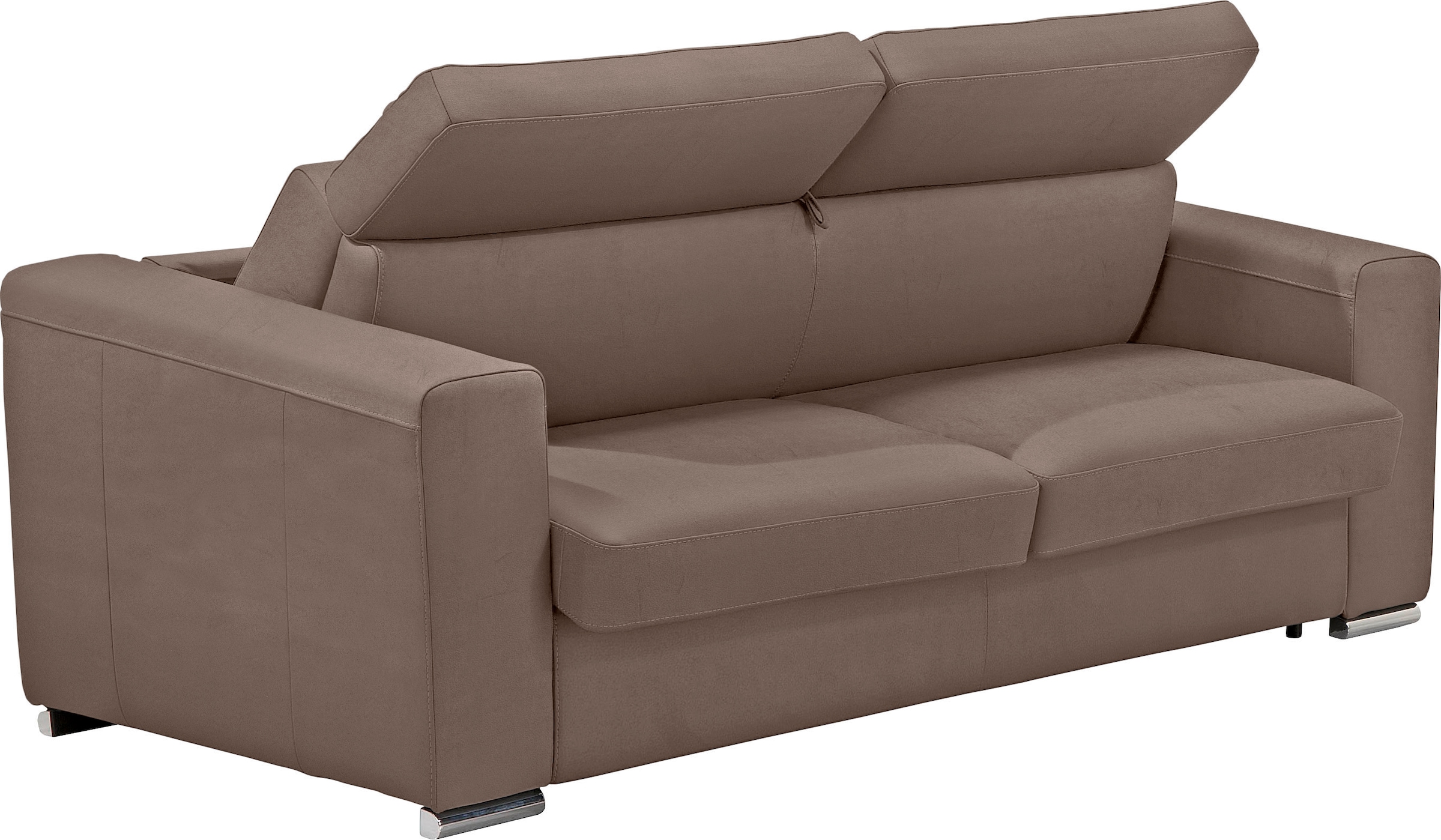 Egoitaliano Schlafsofa »Cabiria, Design und super Sitz- und Liegekomfort«, Sofa inkl. Schlaffunktion, Kopfteile verstellbar, mit Metallfüßen