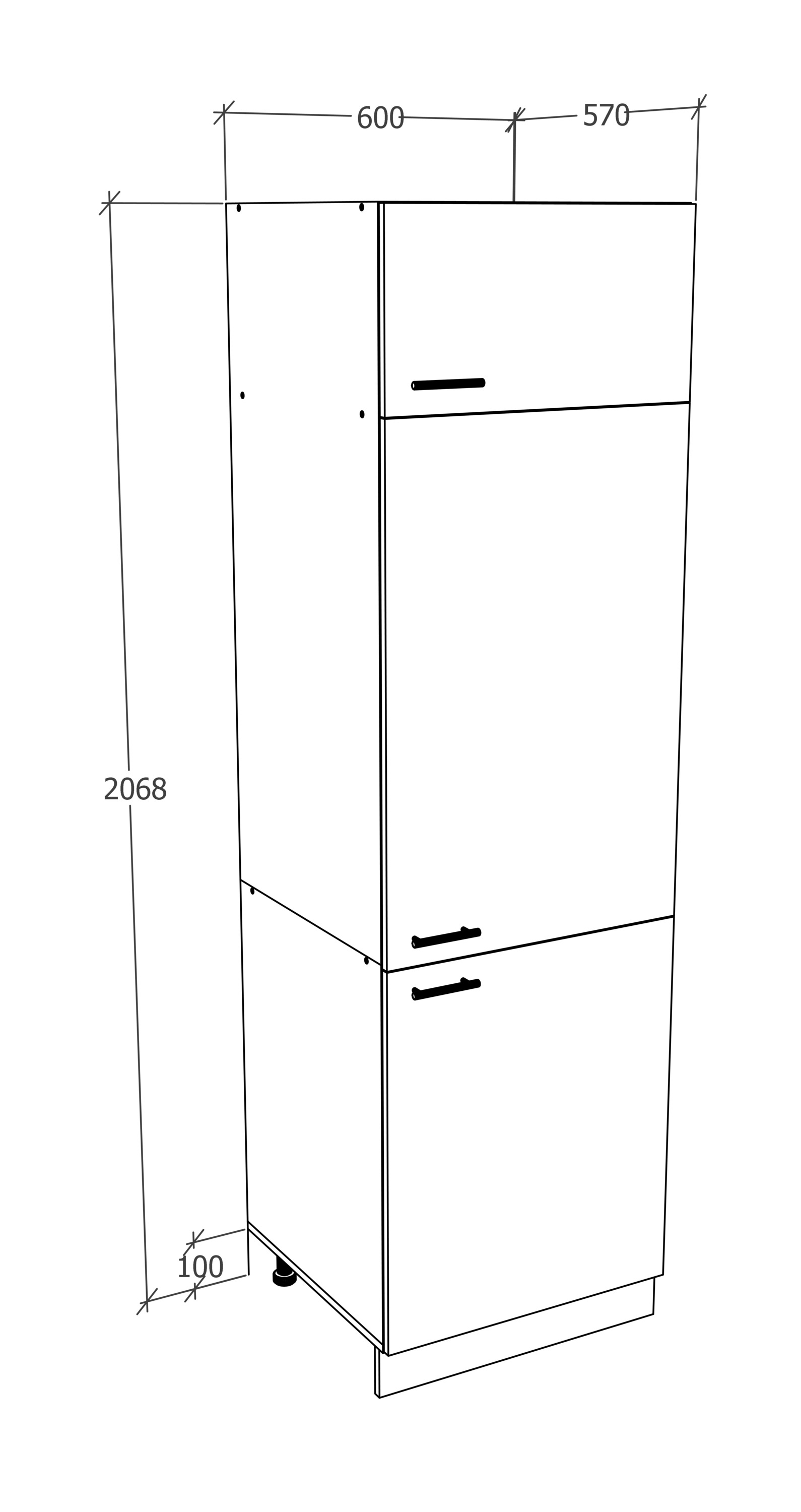 VCM Unterschrank »VCM Küchenschrank | Maße ca. H. 207 x B. 60 x T. 57 cm | Hochschrank | Küchenmöbel - Esilo«, (1 St.)