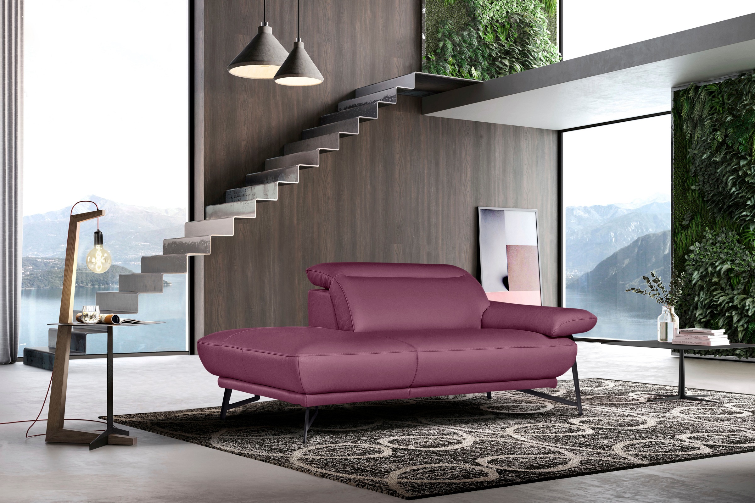 Egoitaliano Ottomane »Anais, Designsofa mit hohem Sitzkomfort, Designfuß«, Solitärmöbel als Blickfang, inkl. verstellbarer Kopfstützen
