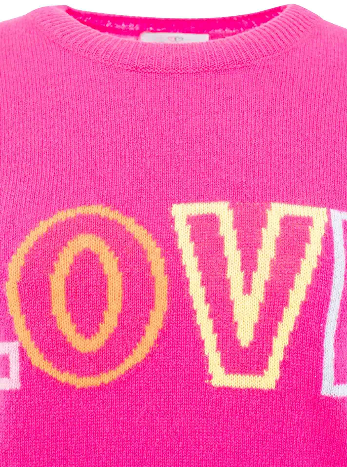 Zwillingsherz Strickpullover »"LOVE" wording«, Rundhals, mit LOVE Aufschrift in Neonfarbe