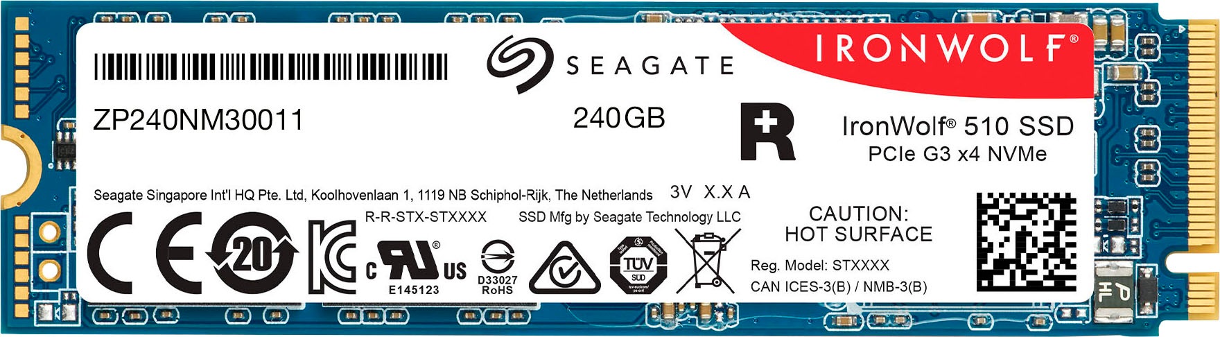 Seagate interne SSD »IronWolf® 510«, Anschluss M.2 PCIe 4.0, Inklusive 3 Jahre Rescue Data Recovery Services