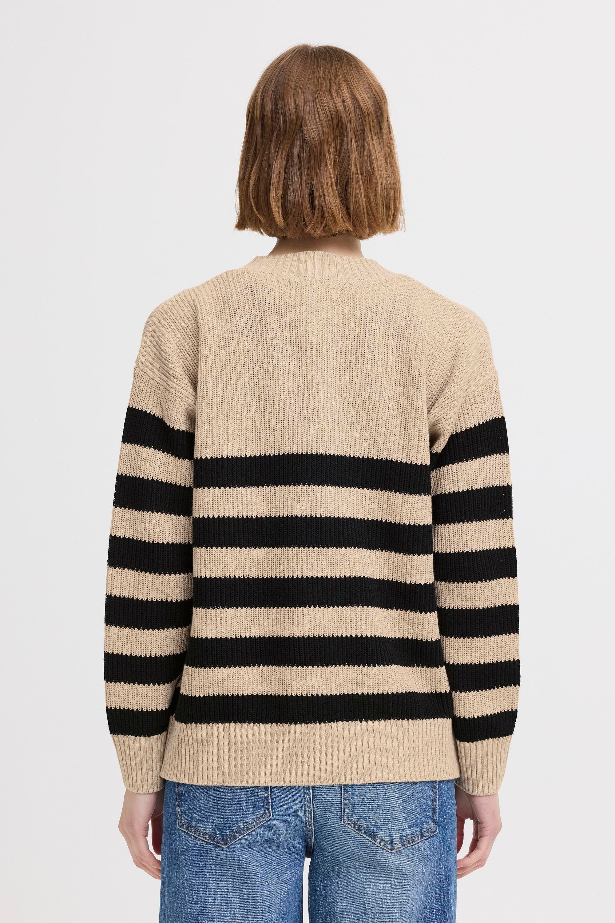 V-Ausschnitt-Pullover OXMO "V-Ausschnitt-Pullover OXKalane", Damen, Gr. S, beige (dune), Obermaterial: 70% Baumwolle CO recyc.. 30% Polyester Pol. recyc.., Pullover 3