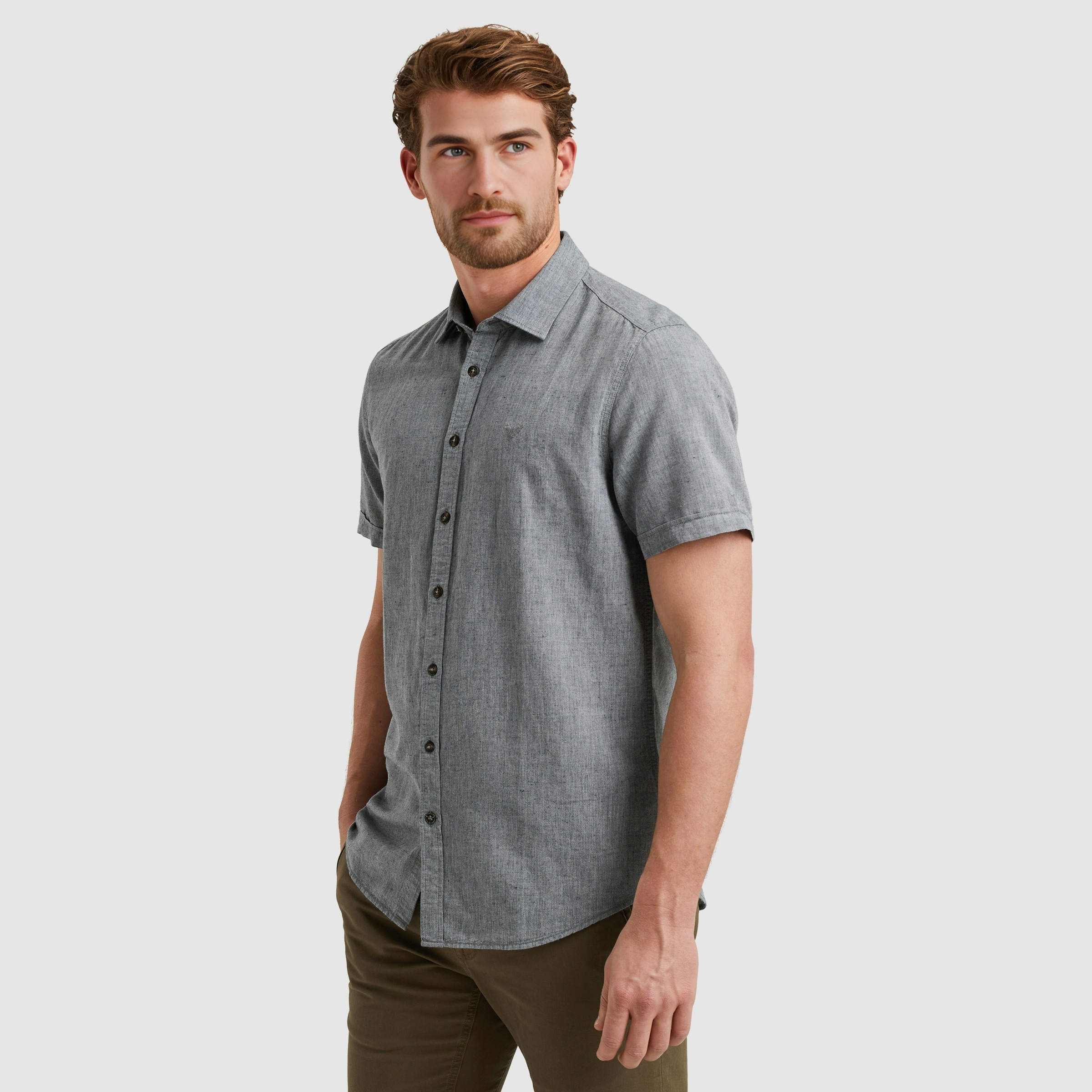 PME LEGEND Kurzarmhemd "Short Sleeve Shirt Ctn Linen 2 tone", in melierter günstig online kaufen