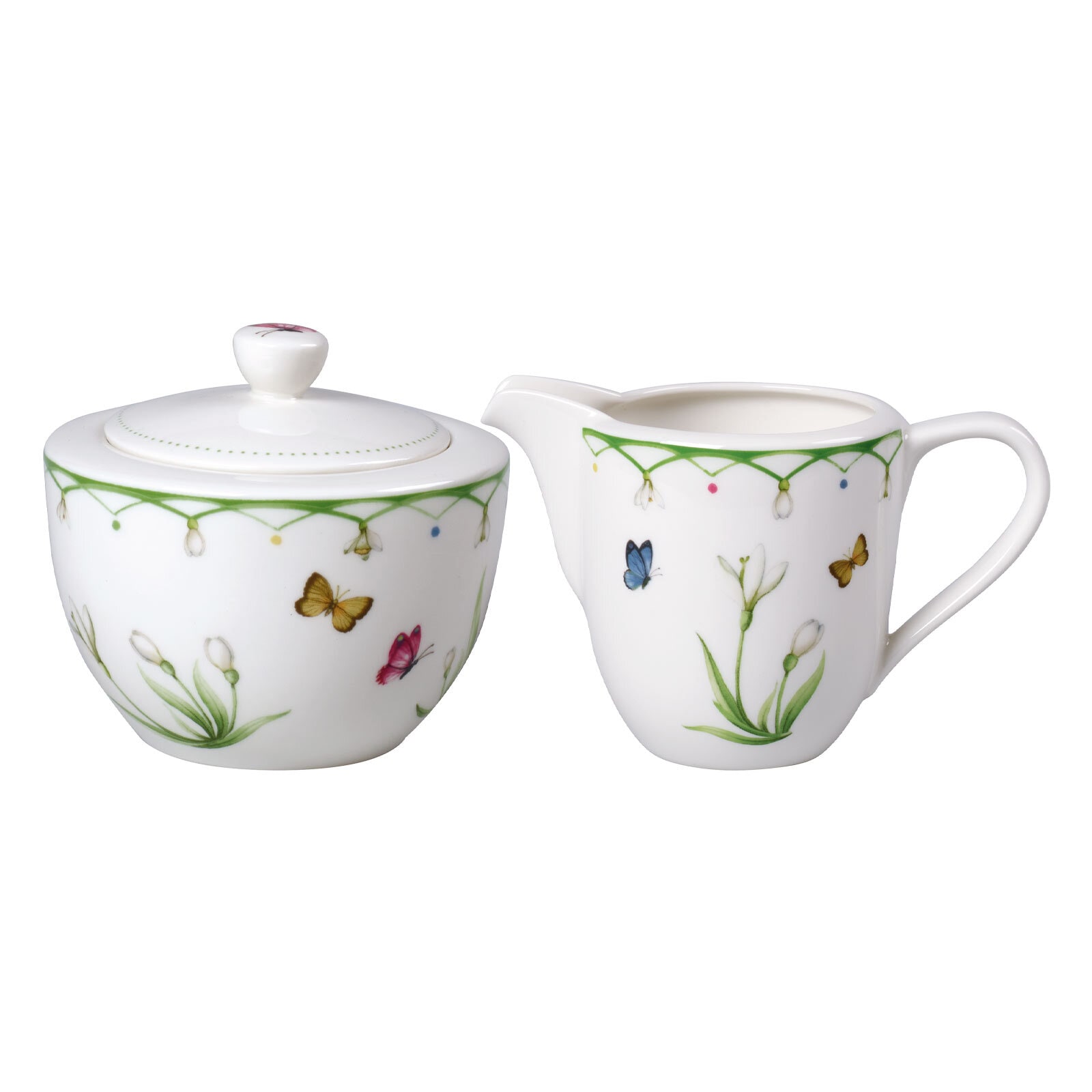 Villeroy & Boch Milch- und Zuckerset "Milch- und Zuckerset Colourful Spring 2er Set bunt" Spülmaschinengeeignet, Mikrowellengeeignet
