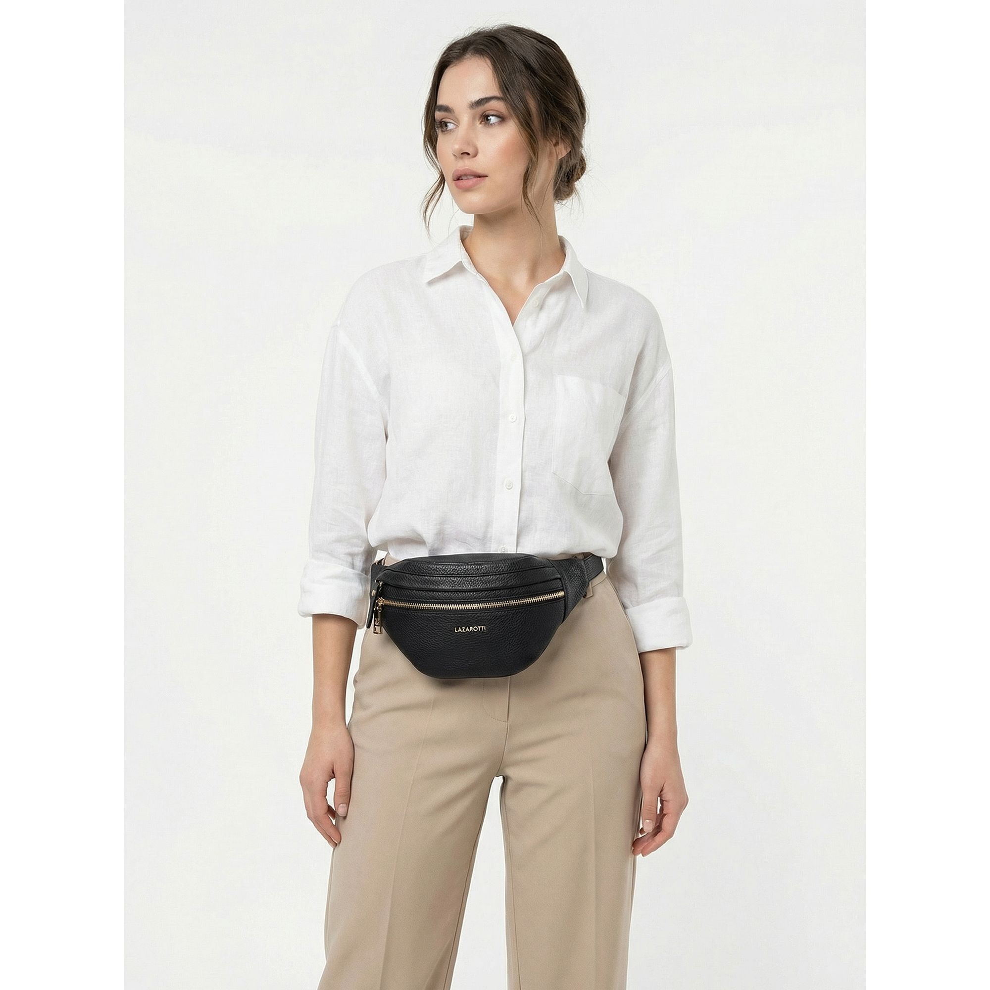 Lazarotti Gürteltasche »Bologna Leather Double-Zip Gürteltasche Crossbody Leder 25 cm«