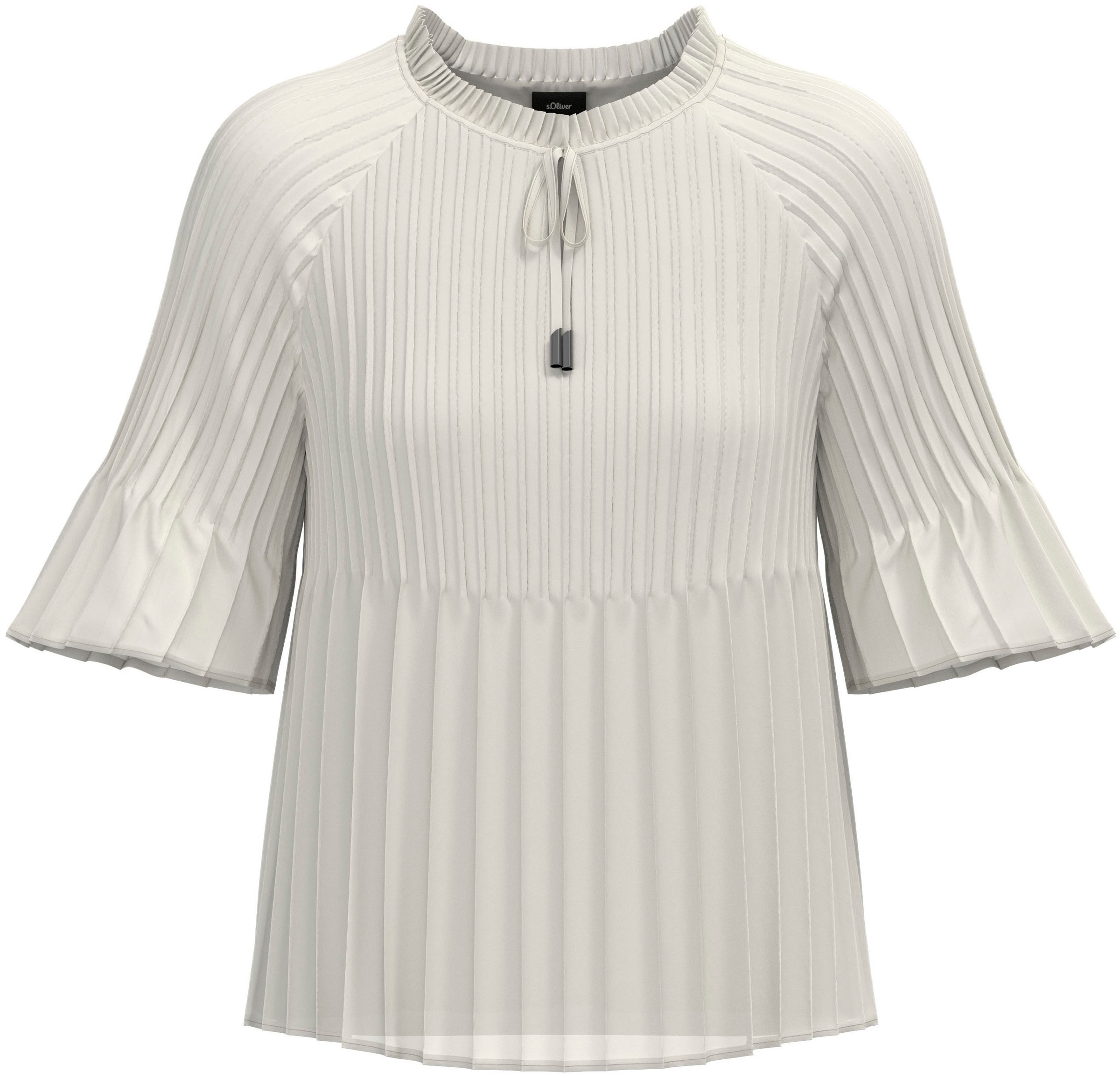 s.Oliver BLACK LABEL Plisseebluse leicht ausgestellte 3/4-Ärmel, mit Schlei günstig online kaufen
