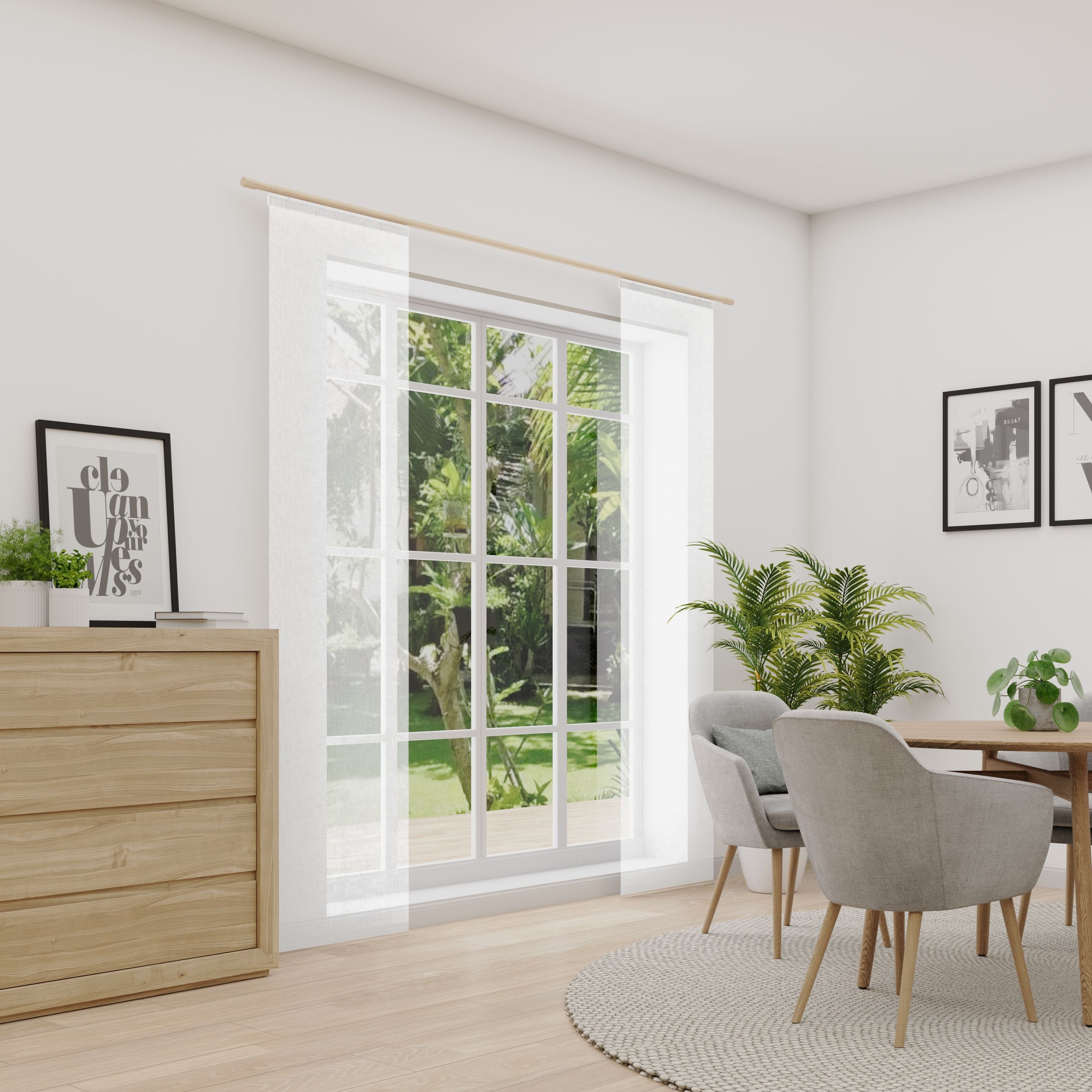 Schiebegardine NEUTEX FOR YOU, B:60cm H:245cmwollweiß, Polyester, Wohnzimmer, Gardinen, "LUCIA", Criss-cross Optik mit Effektgarn