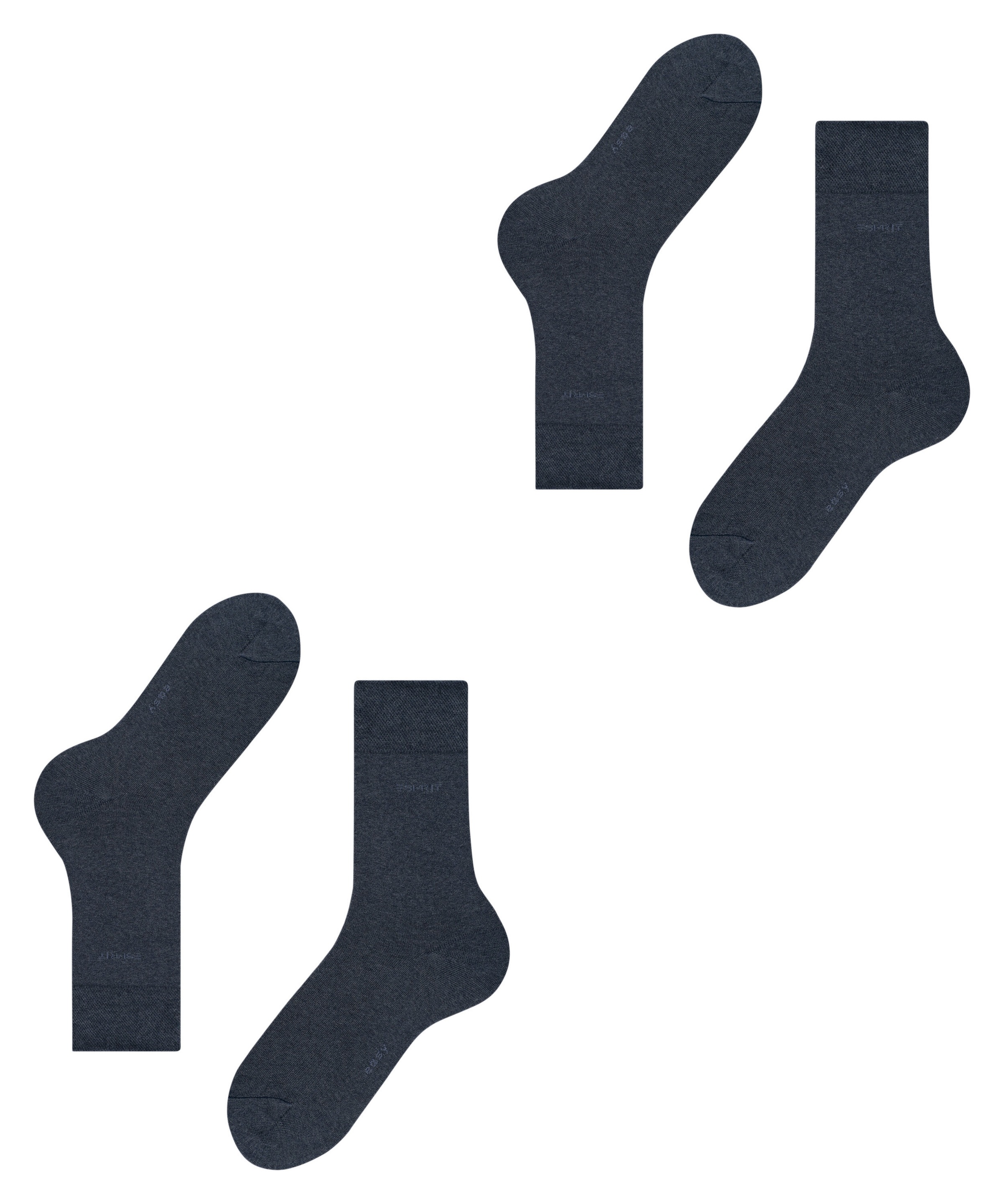Esprit Socken »Basic Easy«, (2 Paar, 2er Pack), breiter Komfortbund, Doppelpack atmungsaktiv