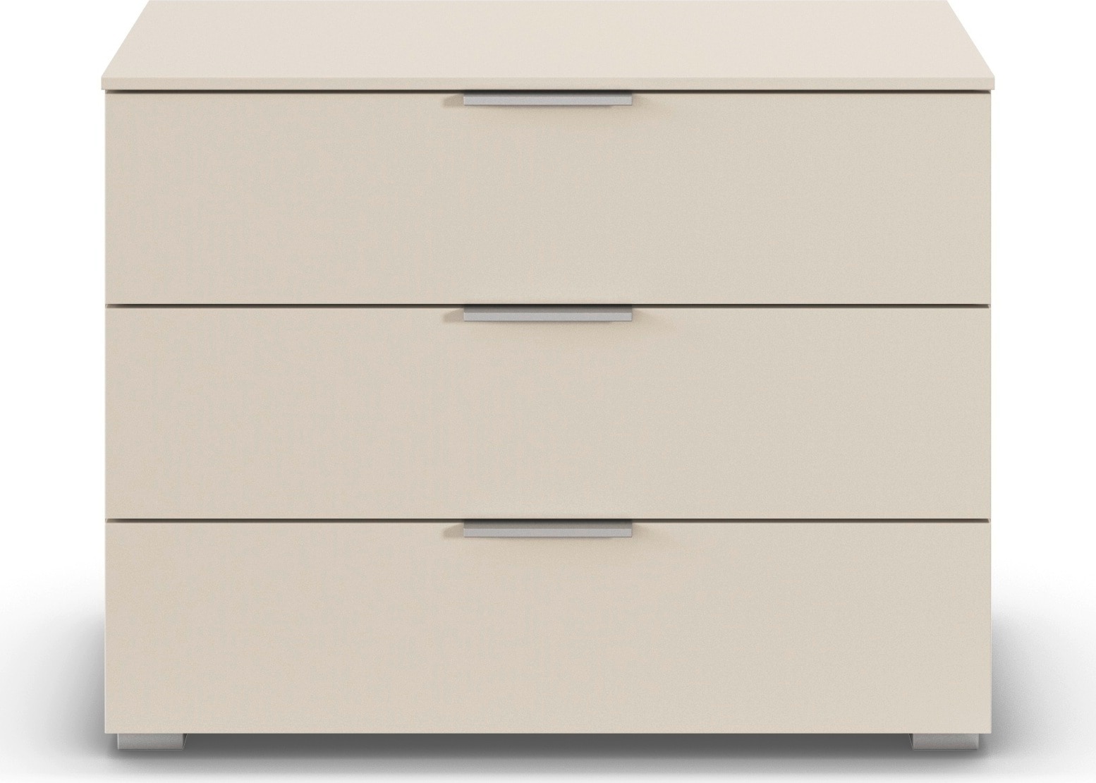 OTTO home Schubkastenkommode "Kommode Sideboard Schubladenkommode Schlafzimmerkommode ASTANA" Breite 80 cm / Höhe 61 cm, mit 3 geräumigen Schubladen, Kantengriff in Alufarben MADE IN GERMANY