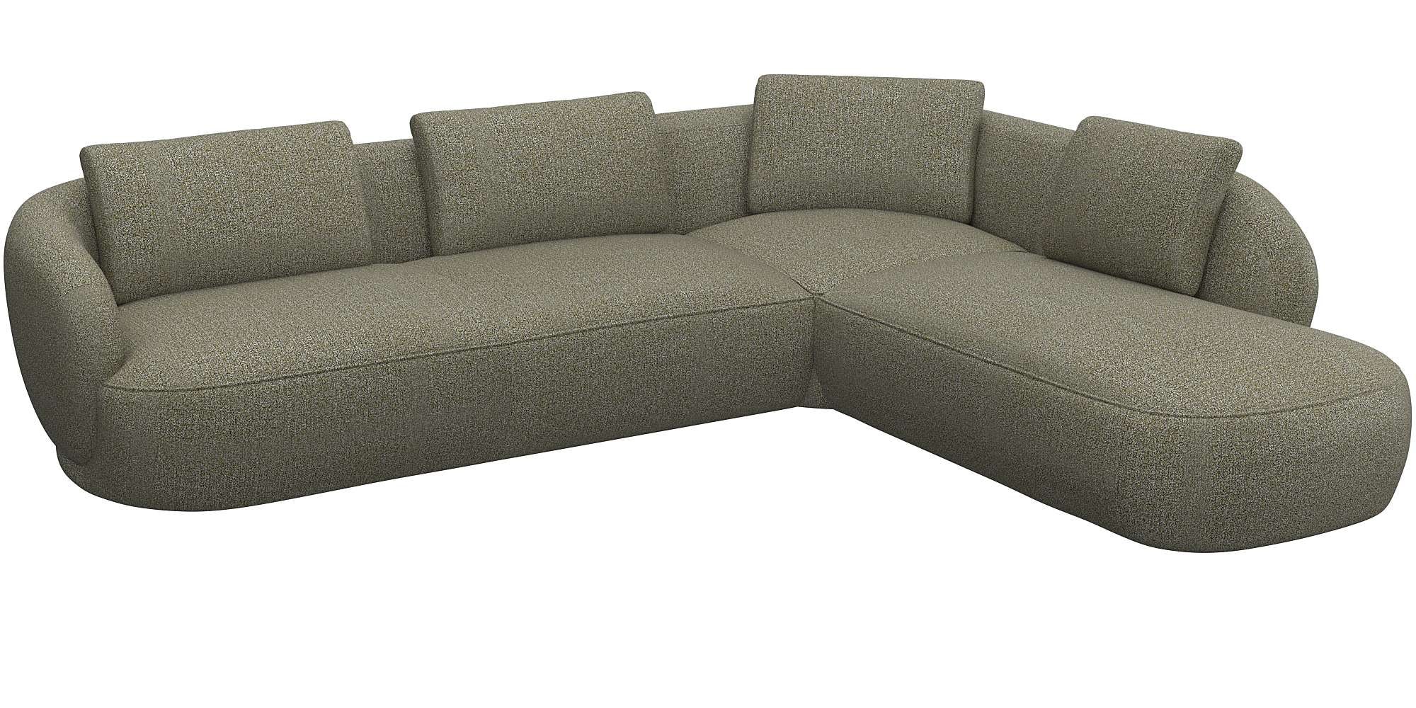 FLEXLUX Ecksofa »Torino, rund, L-Form, Sofa-Ecke mit Ottomane«, Modernes, organisches Sofa-Design, Kaltschaum, Wellenunterfederung