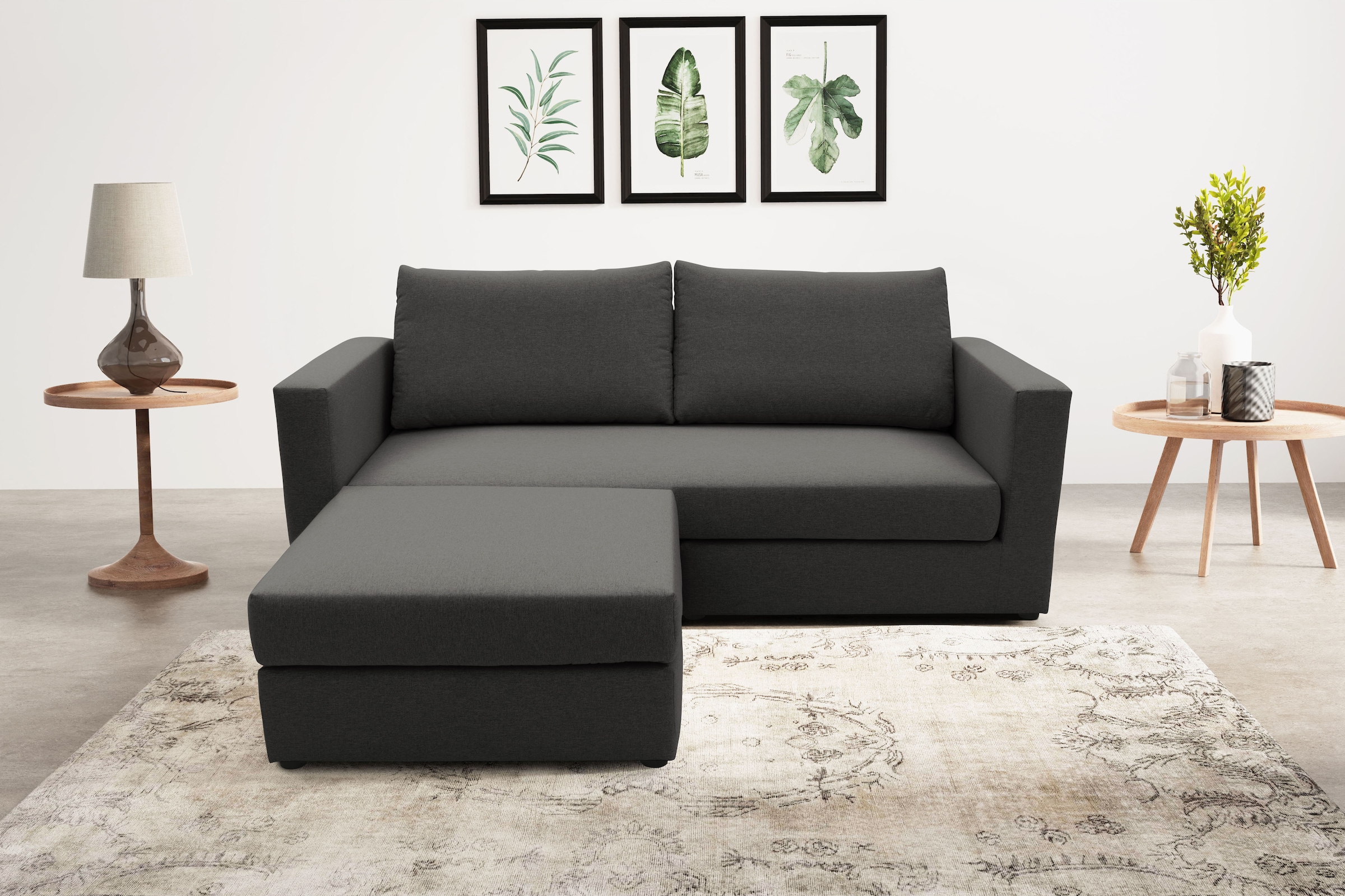 DOMO collection 2-Sitzer »Bibury smartes, modulares Ecksofa aus Sofa & Hocker mit Schlaffunktion« Sitzfläche mit Federkern, inkl. 2 Rückenkissen