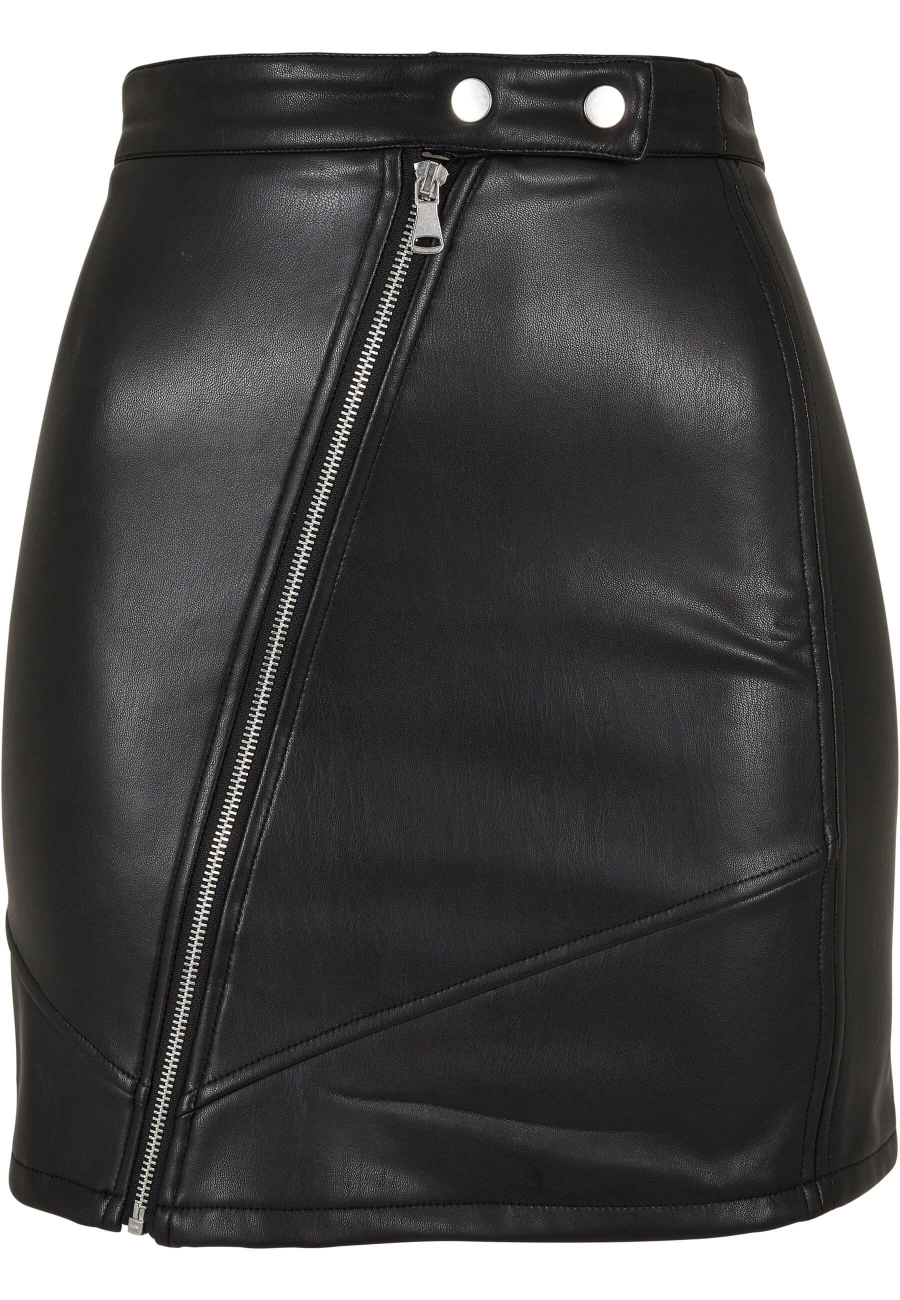 Jerseyrock »Urban Classics Damen Ladies Synthetic Leather Biker Skirt«, (1 tlg.)