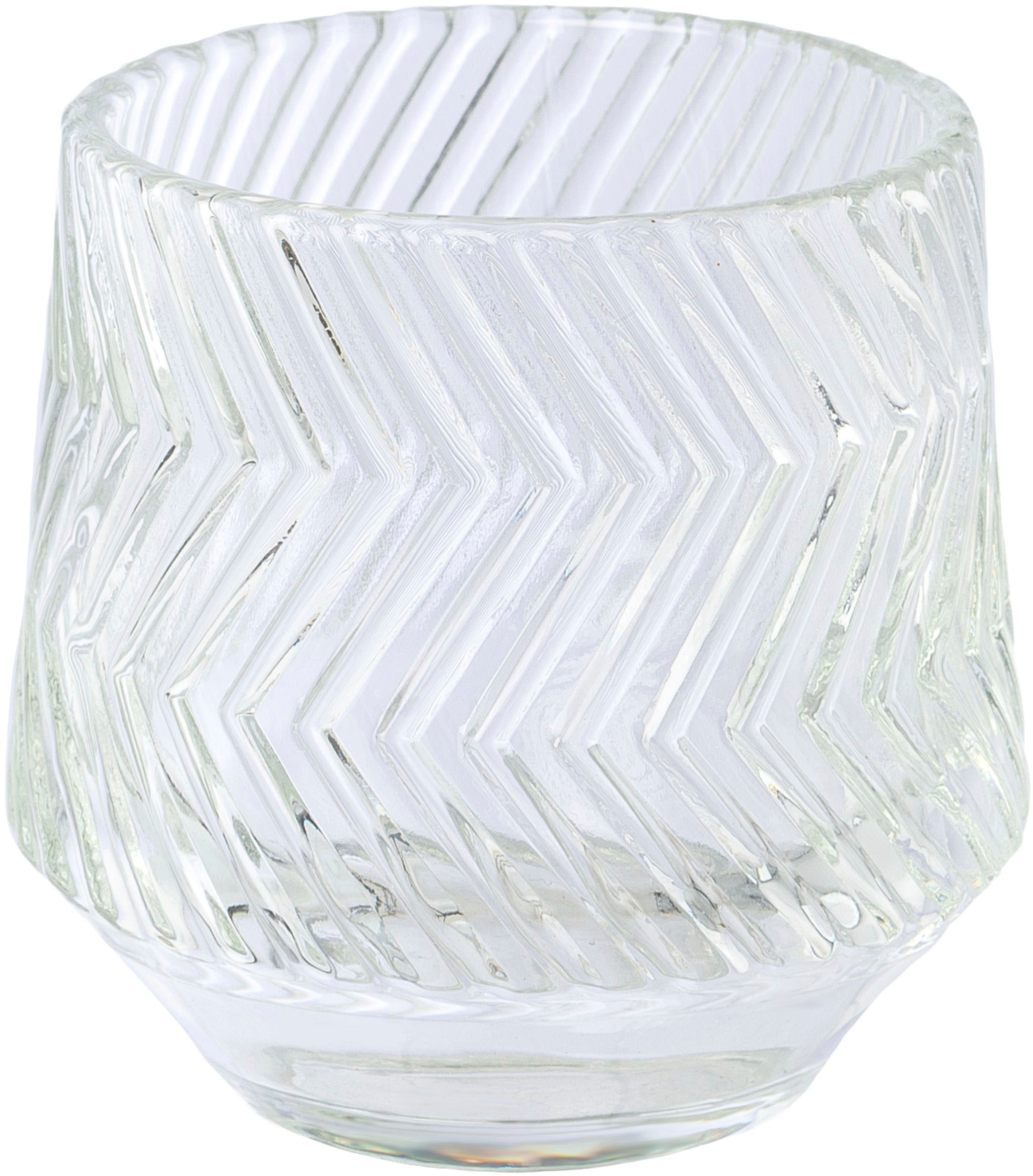 | 5 Windlicht Oberfläche Glas, kaufen aus »Kerzenhalter Relief«, St.), Teelichthalter mit (Set, BAUR home geschliffener Creativ