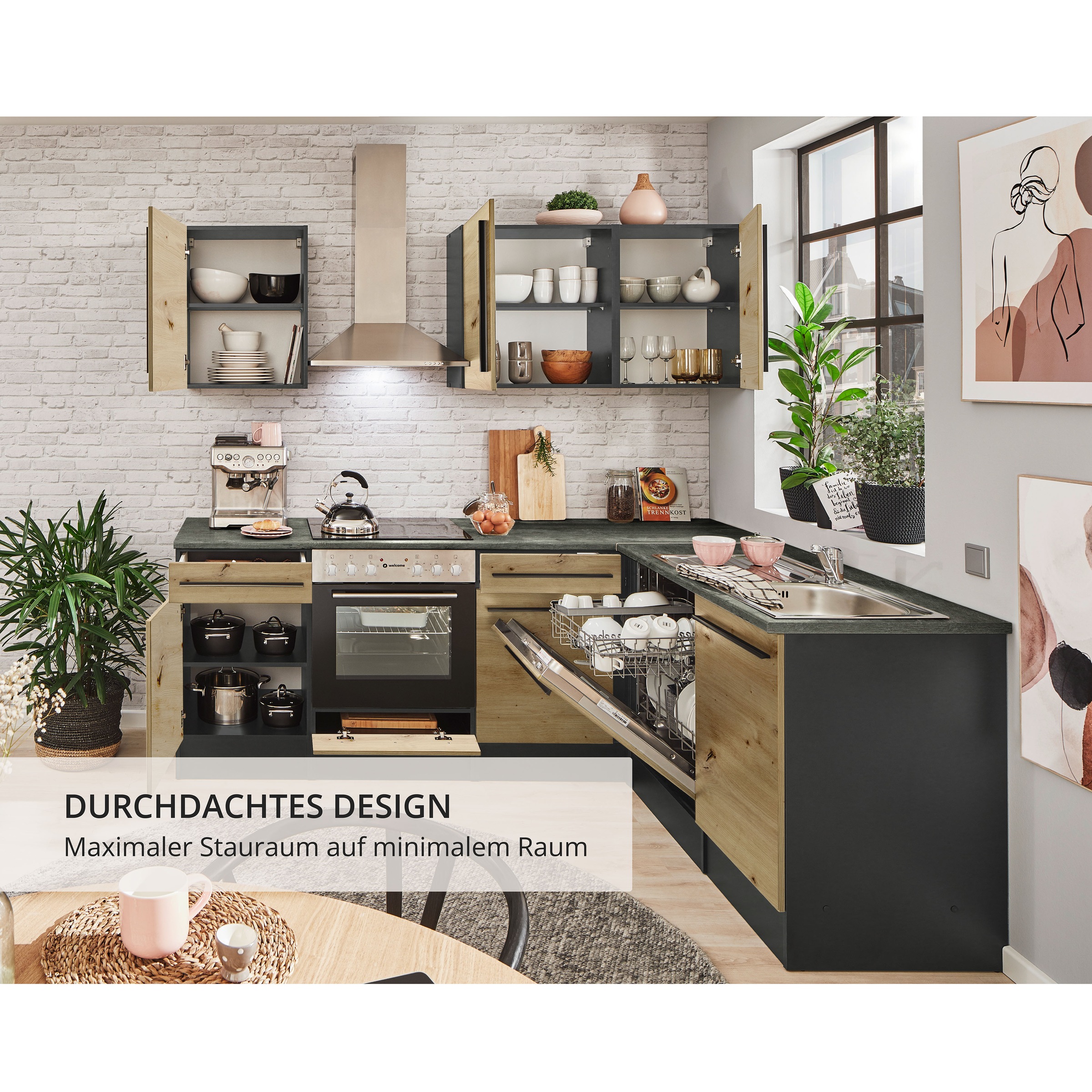 BASIC by Balculina Winkelküche »Jazz« Stellbreite 220x175 cm, wahlweise mit E-Geräten