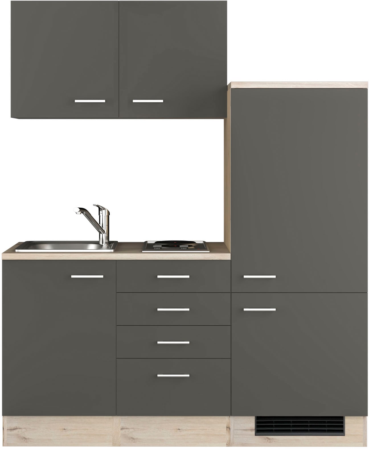 Flex-Well Küche »Morena«, Gesamtbreite 160 cm, mit Einbau-Kühlschrank, Kochfeld und Spüle, etc.