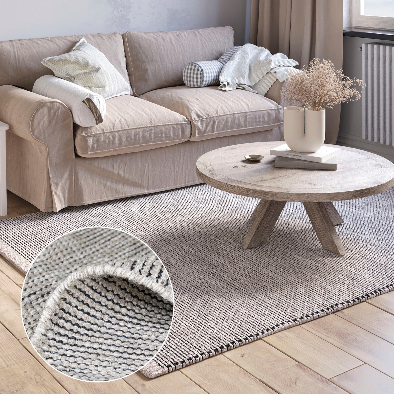 Myflair Möbel & Accessoires Wollteppich "Anisa, Handwebteppich" rechteckig 10 mm Höhe reine Wolle, meliert, Wendeteppich, handgewebt, Wohnzimmer