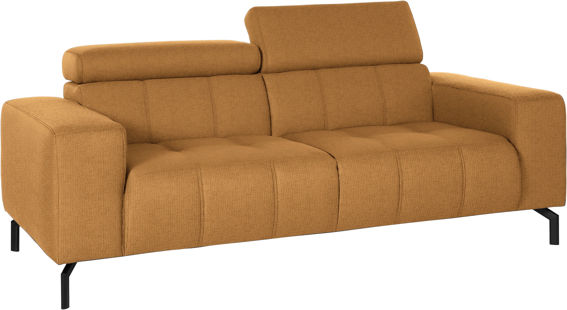 DOMO collection 2-Sitzer »Cunelli zeitlos und elegant, moderne Sitznähte als Designelement,«, wahlweise mit 6-fach verstellbaren Kopfteilen, fester Sitzkomfort