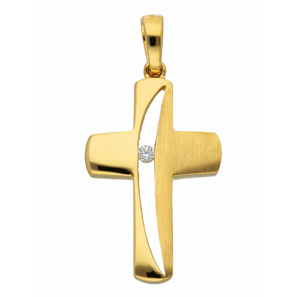 Adelia´s Kettenanhänger »333 Gold Kreuz Anhänger mit Zirkonia«