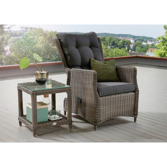 Destiny Gartenlounge-Set »CASA MERANO«, (Set, 4 tlg.), Polyrattan, Sessel  verstellbar, mit Beistelltisch 46x47x50cm | BAUR