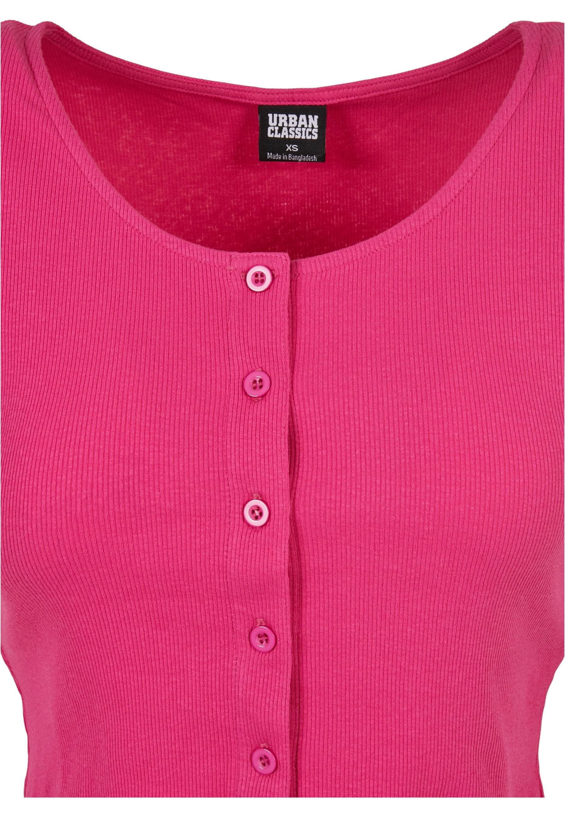 URBAN CLASSICS Kurzarmshirt »Urban Classics Damen Ladies Cropped Button Up Rib Tee«, (1 tlg.)