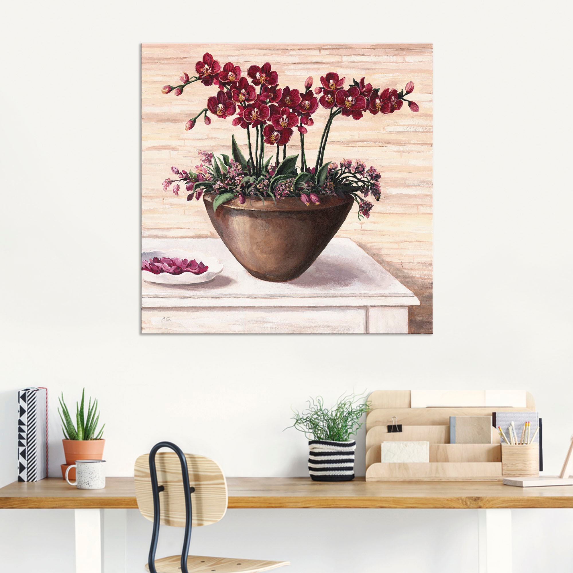 Artland Wandbild »Orchideen in Bordeaux«, Blumen, (1 St.), als Alubild, Outdoorbild, Leinwandbild, Wandaufkleber, versch. Größen