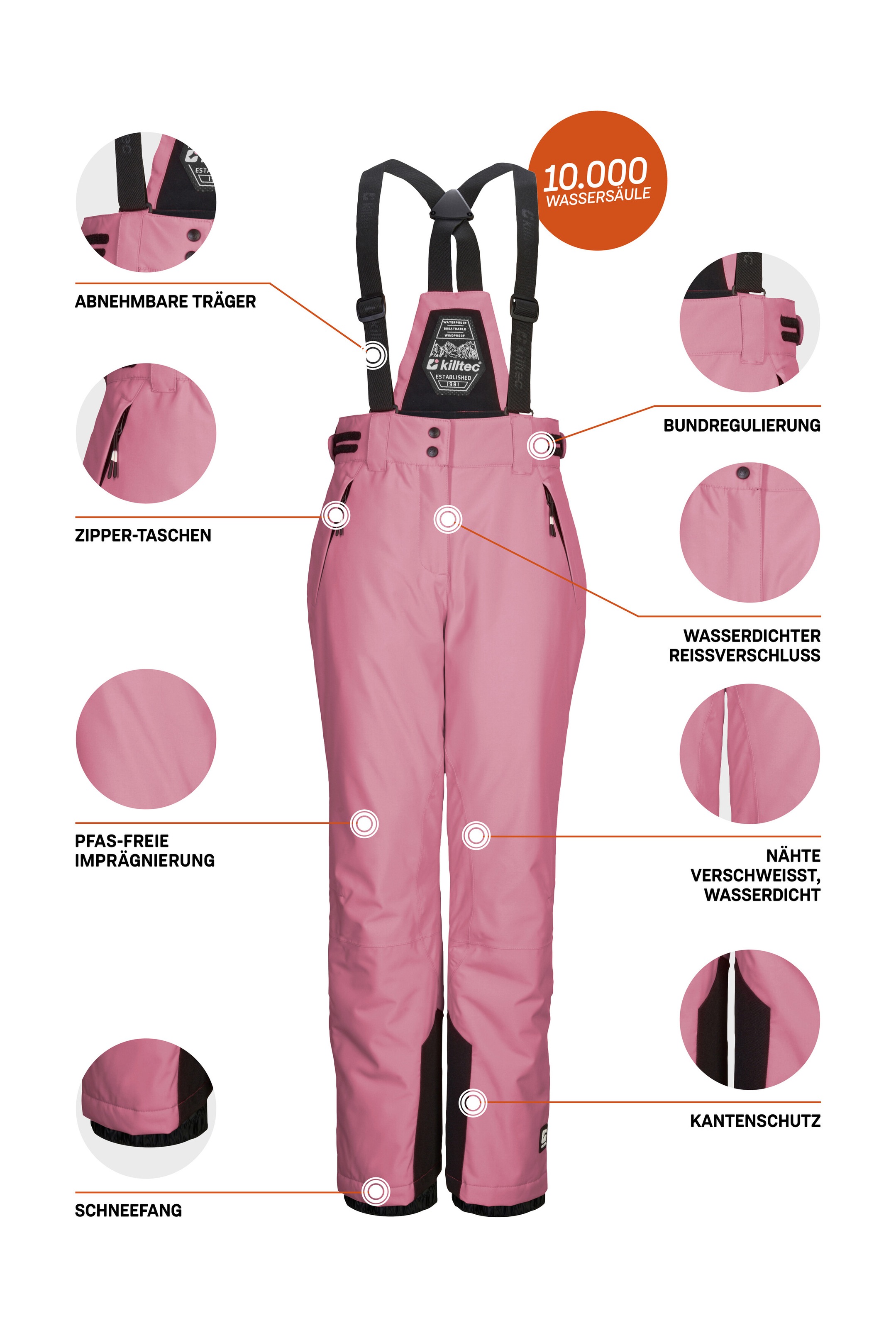 Killtec Skihose »KSW 213 GRLS SKI PNTS«, Wasserdichte, atmungsaktive Skihose mit verstellbarer Taille