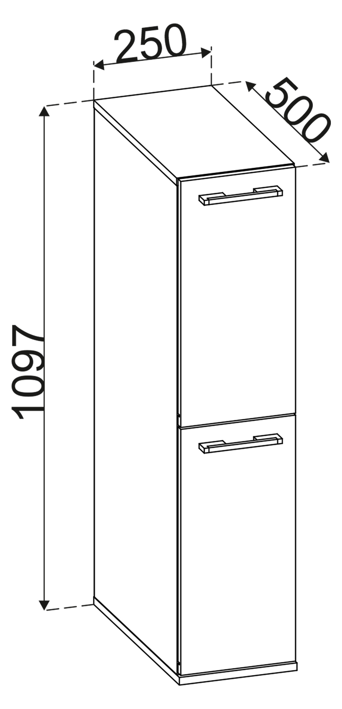 VCM Hochschrank »VCM Badmöbel Nischenschrank | Maße: H. 110 x B. 25 x T. 50 cm | 2Schubladen - Sadilo L«, (1 St.)
