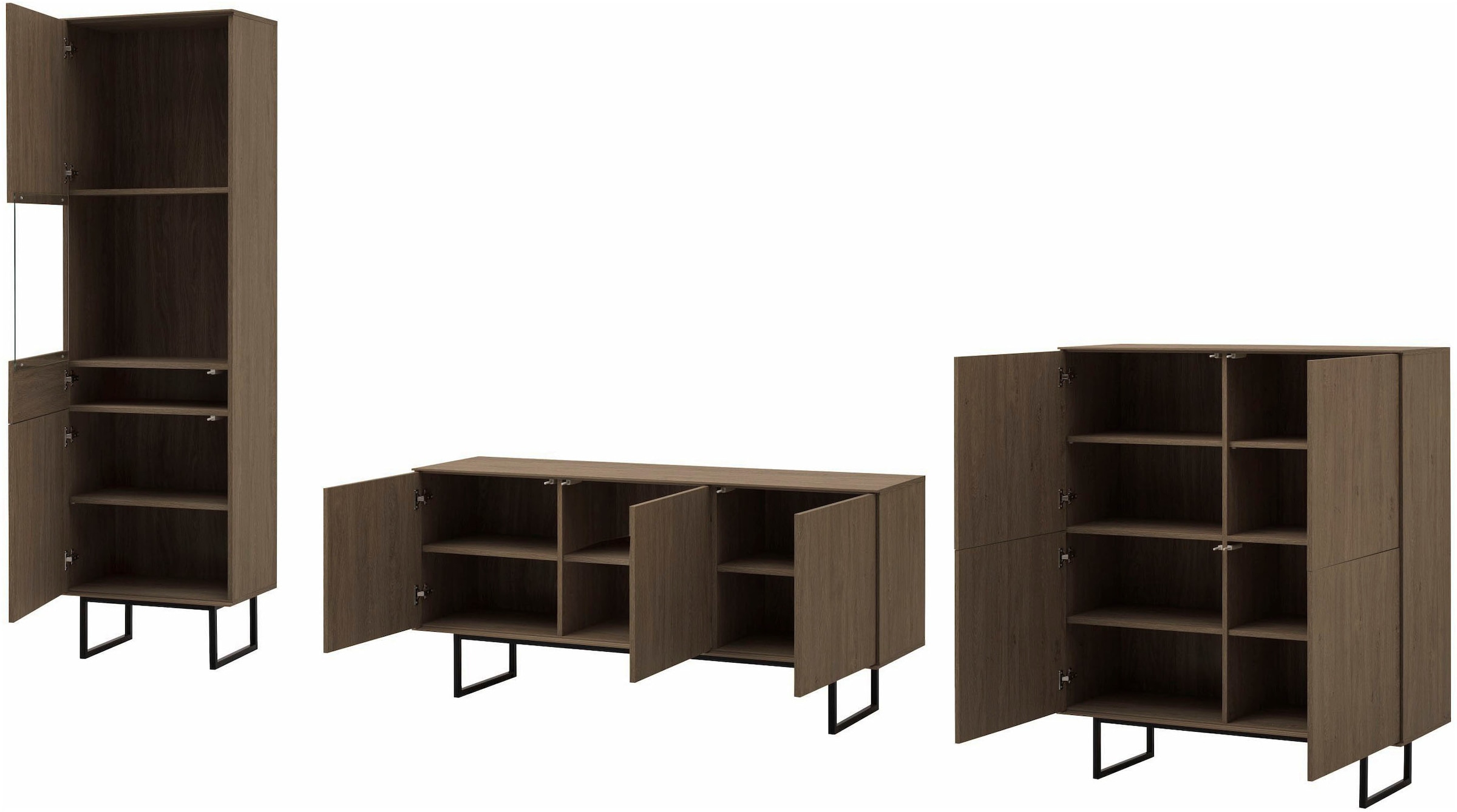 Home affaire Wohnzimmer-Set »Lund, moderne Anbauwand, Wohnzimmer-Set in Stone Oak oder Nussbaum« 3 Stk. tlg.