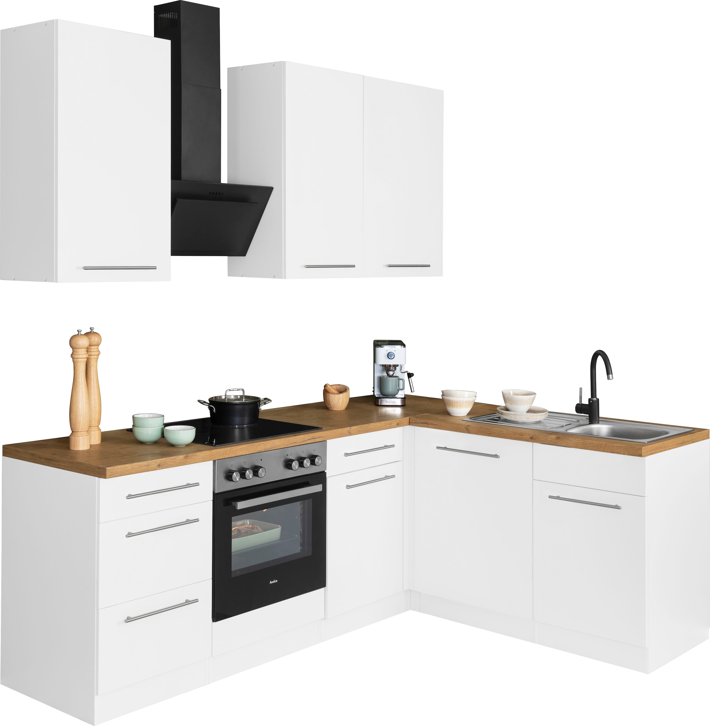 wiho Küchen Winkelküche "Unna", mit E-Geräten, Stellbreite 220 x 170 cm