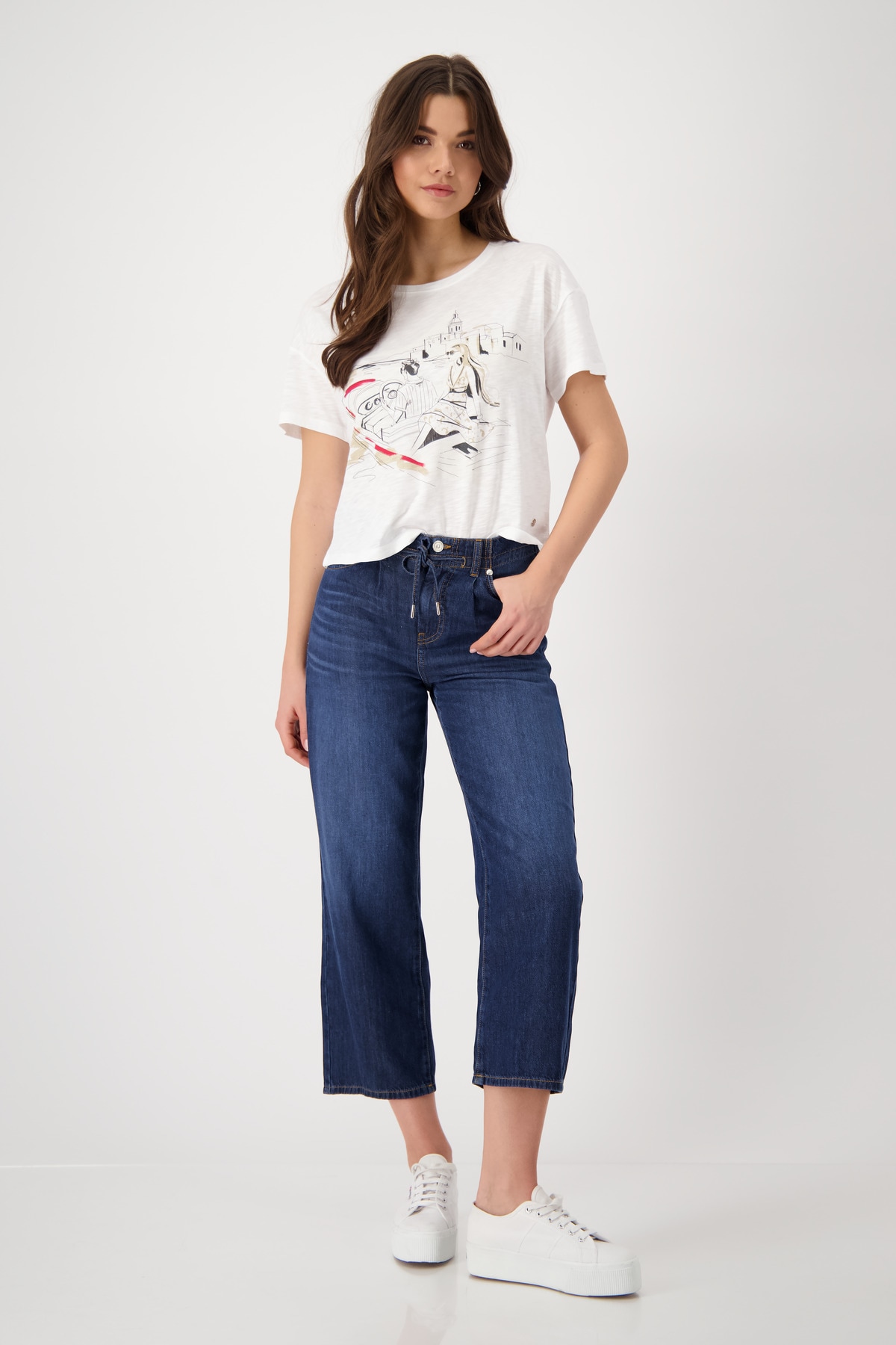 Monari T-Shirt »Shirt Frau + Boot Flamme«, Mit Rundhalsausschnitt