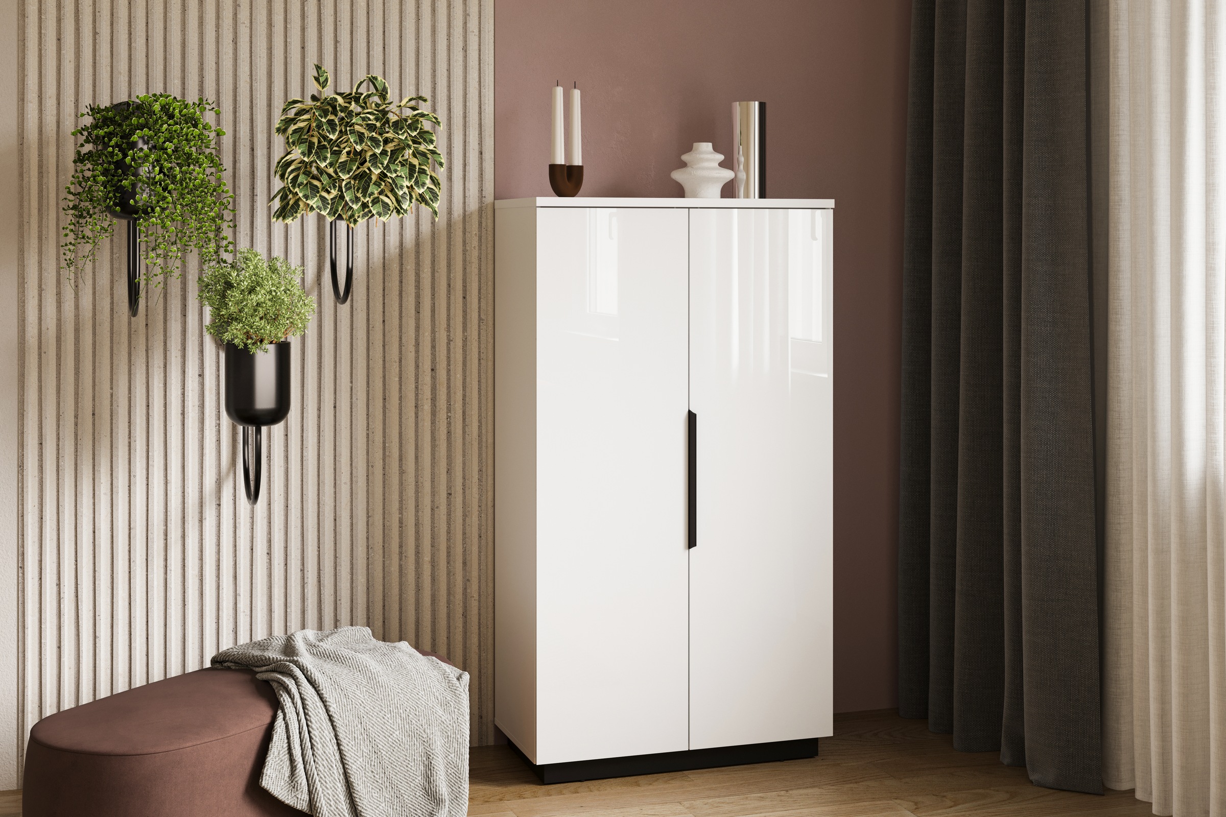 Home affaire Highboard »Tuluza, Breite 80 cm, moderne Hochkommode mit geräumiger Stauraum« Hochschrank viel Stauraum, Einlegeböden verstellbar, Hochglanzfront