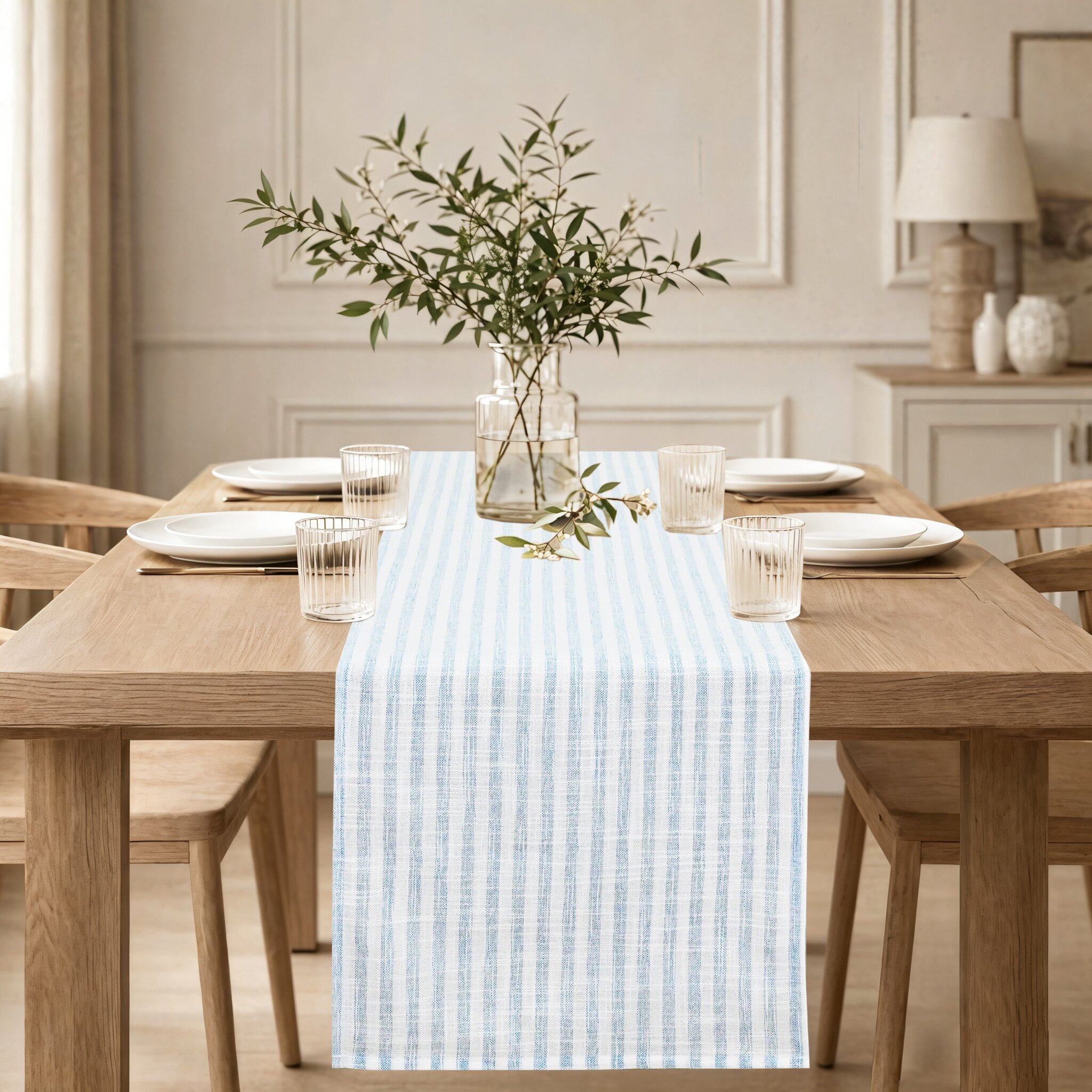 OTTO home Tischläufer "Marric" halbtransparenter Tischläufer, Leinenoptik mit Streifen