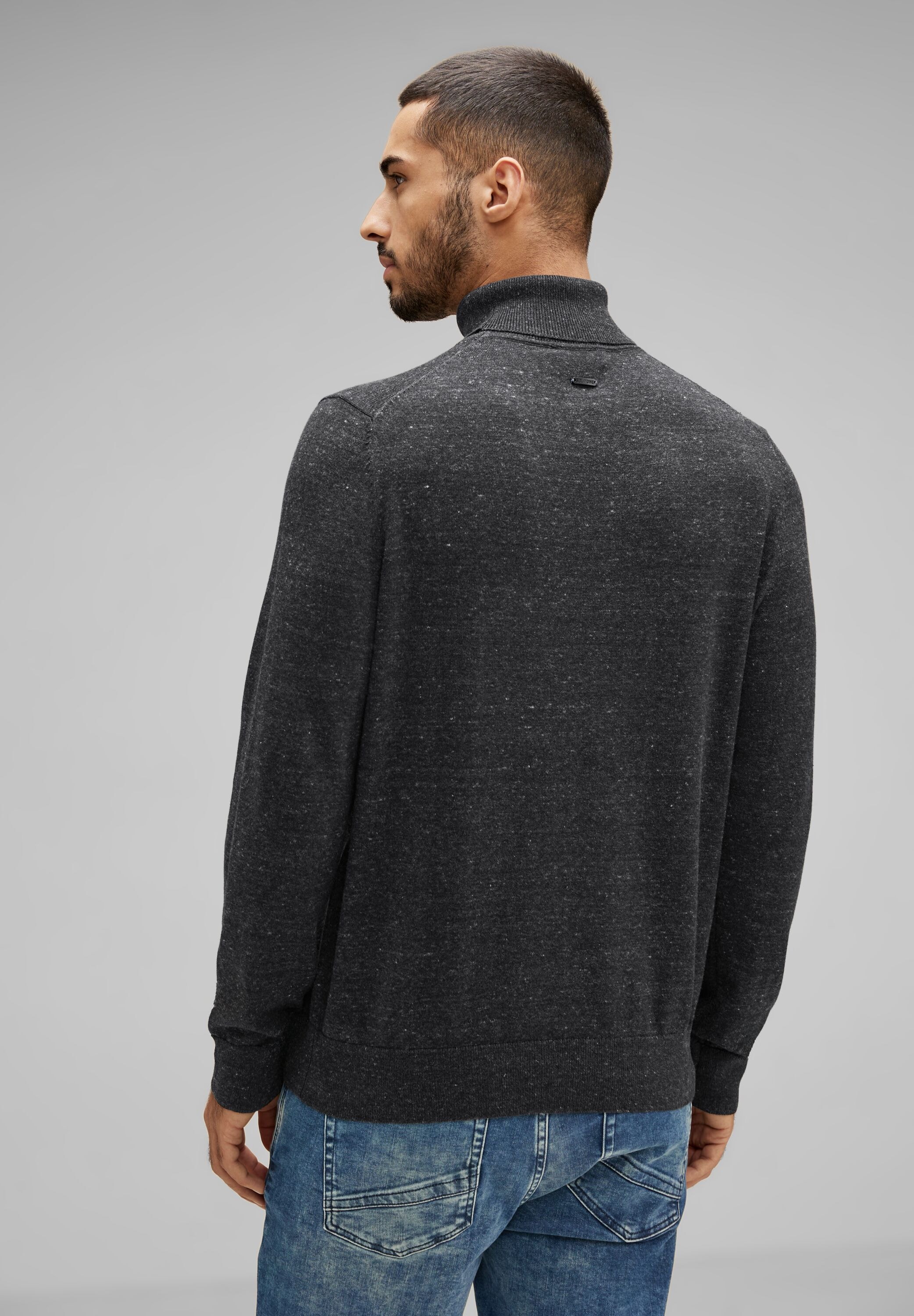 STREET ONE MEN Rollkragenpullover, in Melange Optik