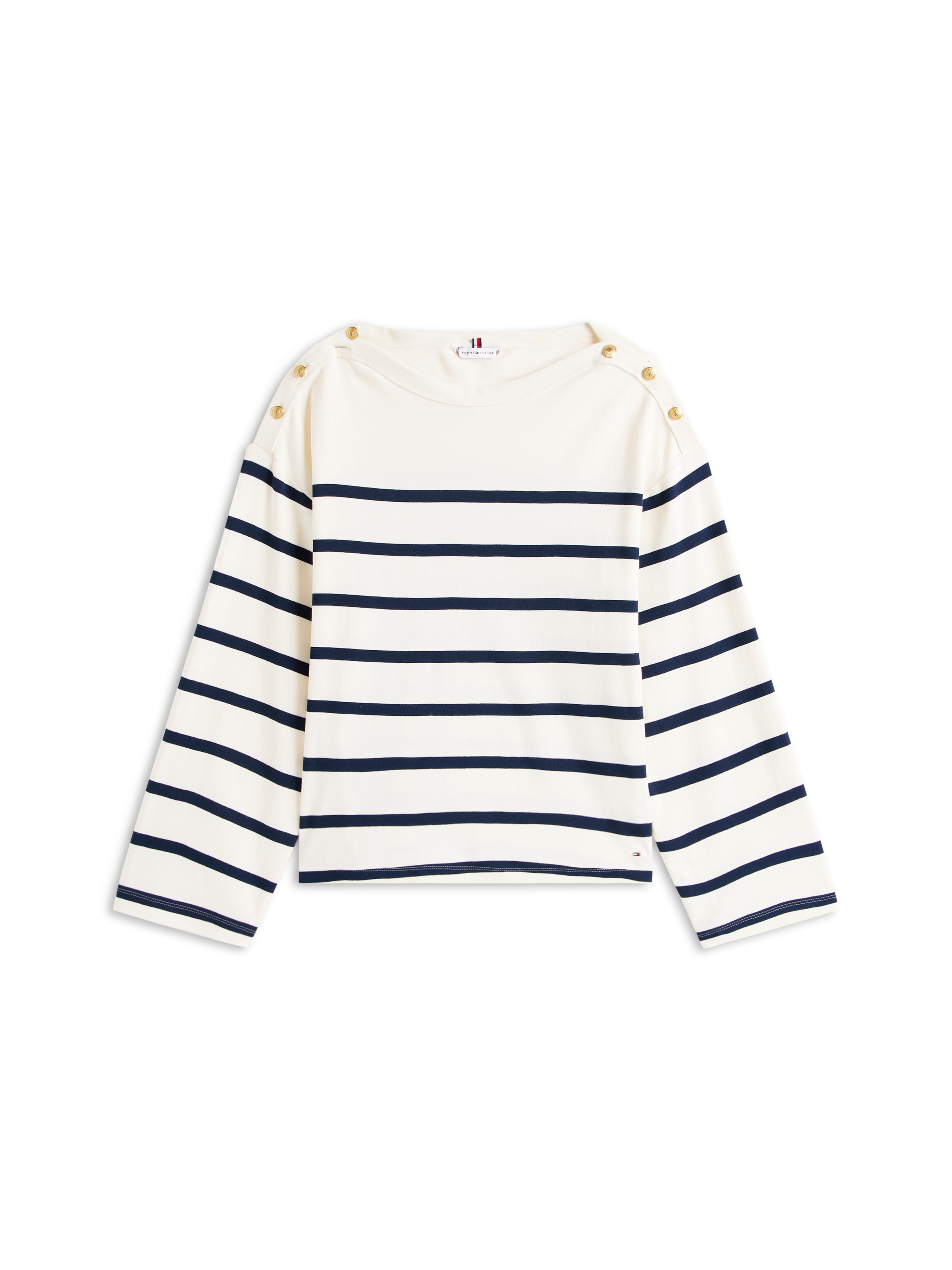 Tommy Hilfiger Langarmshirt »LWK GOLD BUTTON BOAT-NK LS TEE«, mit goldfarbenen Knopf