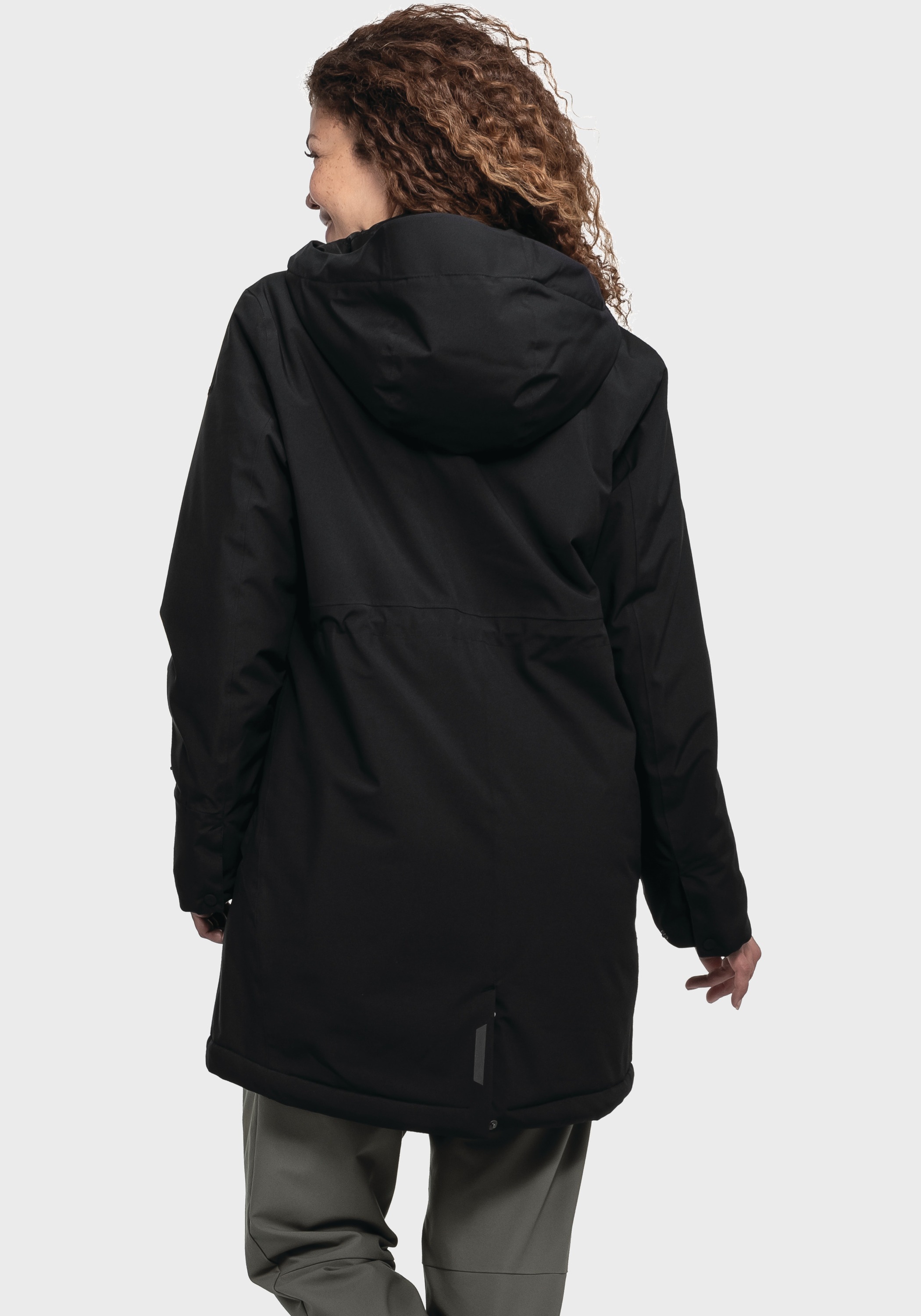 Parka SCHÖFFEL "Urban Ins Parka Style Crivat WMS", Damen, Gr. 38, schwarz (9990, schwarz), Oberstoff: Aussenseite: 100% Polyester; (Membran: Thermoplastisches Polyurethan); Futter: 100% Polyester; Wattierung: 100% Polyester, regular fit, hoch geschlossene 3