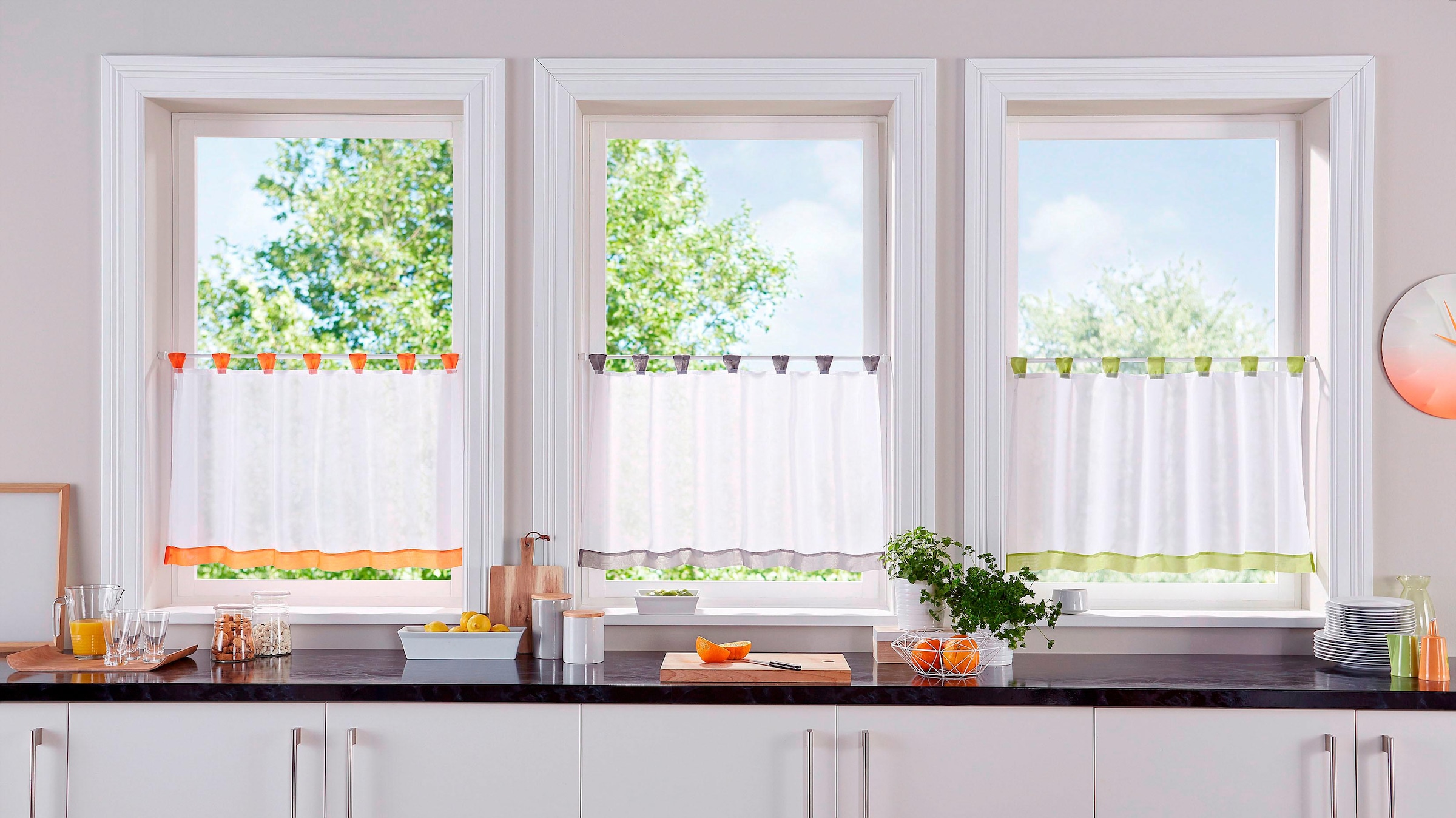 my home Scheibengardine "Bitola" Schlaufen 1 Stk. tlg. Fertiggardine, trans günstig online kaufen