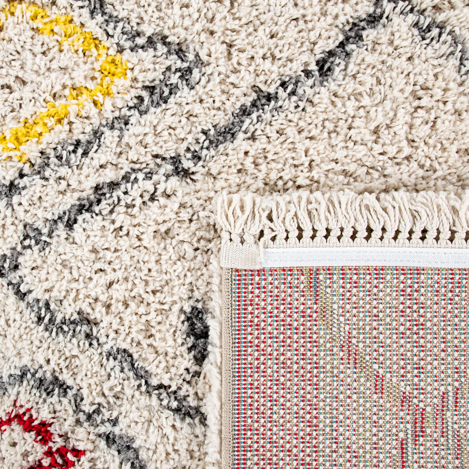 Paco Home Hochflor-Teppich »Wooly 284«, rechteckig, Berber Design, Rauten  Motiv, weich & kuschelig, mit Fransen | BAUR