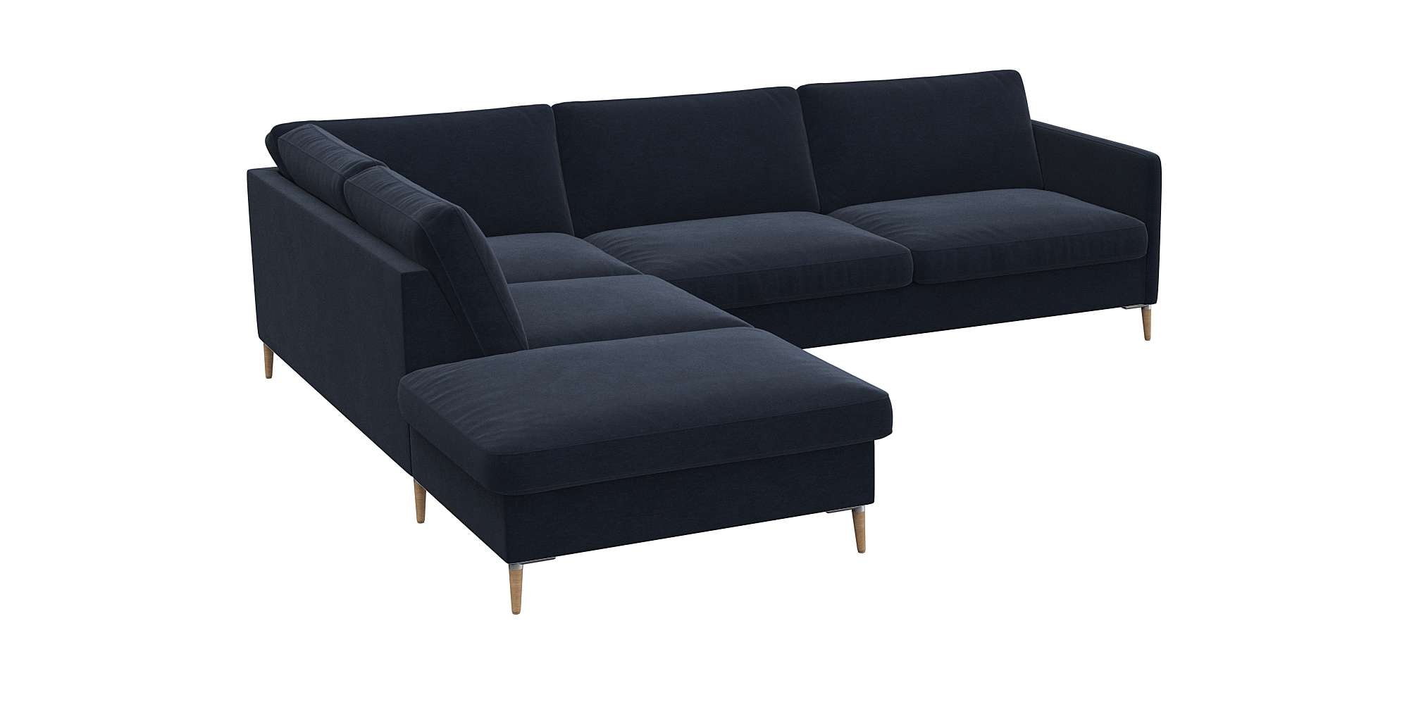 FLEXLUX Ecksofa »Fiore, L-Form«, schmale Armlehnen, Kaltschaum, Füße Alu+ Eiche