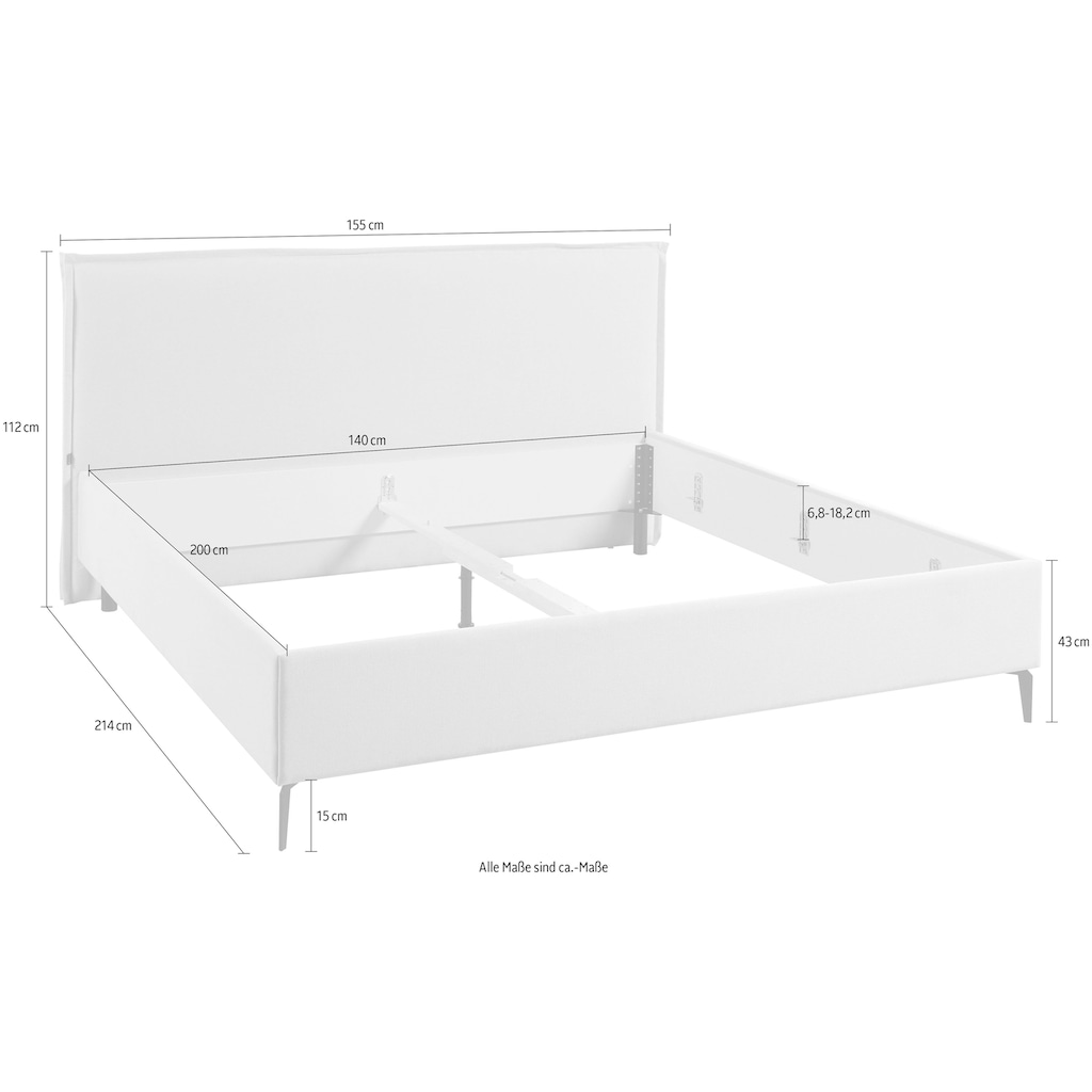 Musterring Polsterbett »Elos«, Kopfteil mit doppeltem Stehsaum, inkl. Carmushkas Konfiguration