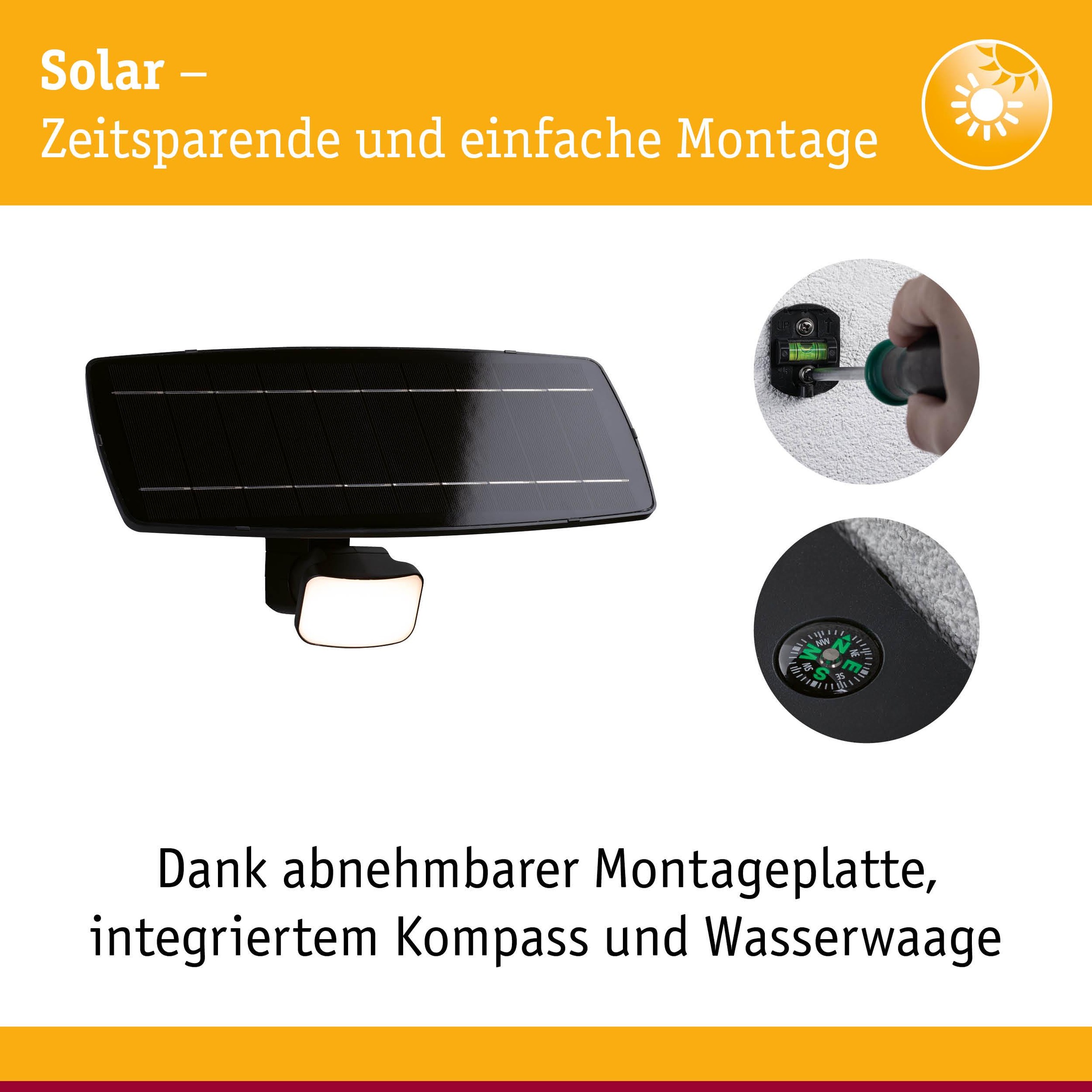 Paulmann Flutlichtstrahler »Flotas IP65 3000K 700lm Anthrazit« LED-Modul 1 Stk. Warmweiß inkl. Dämmerungsgesteuerter Bewegungsmelder (HF)
