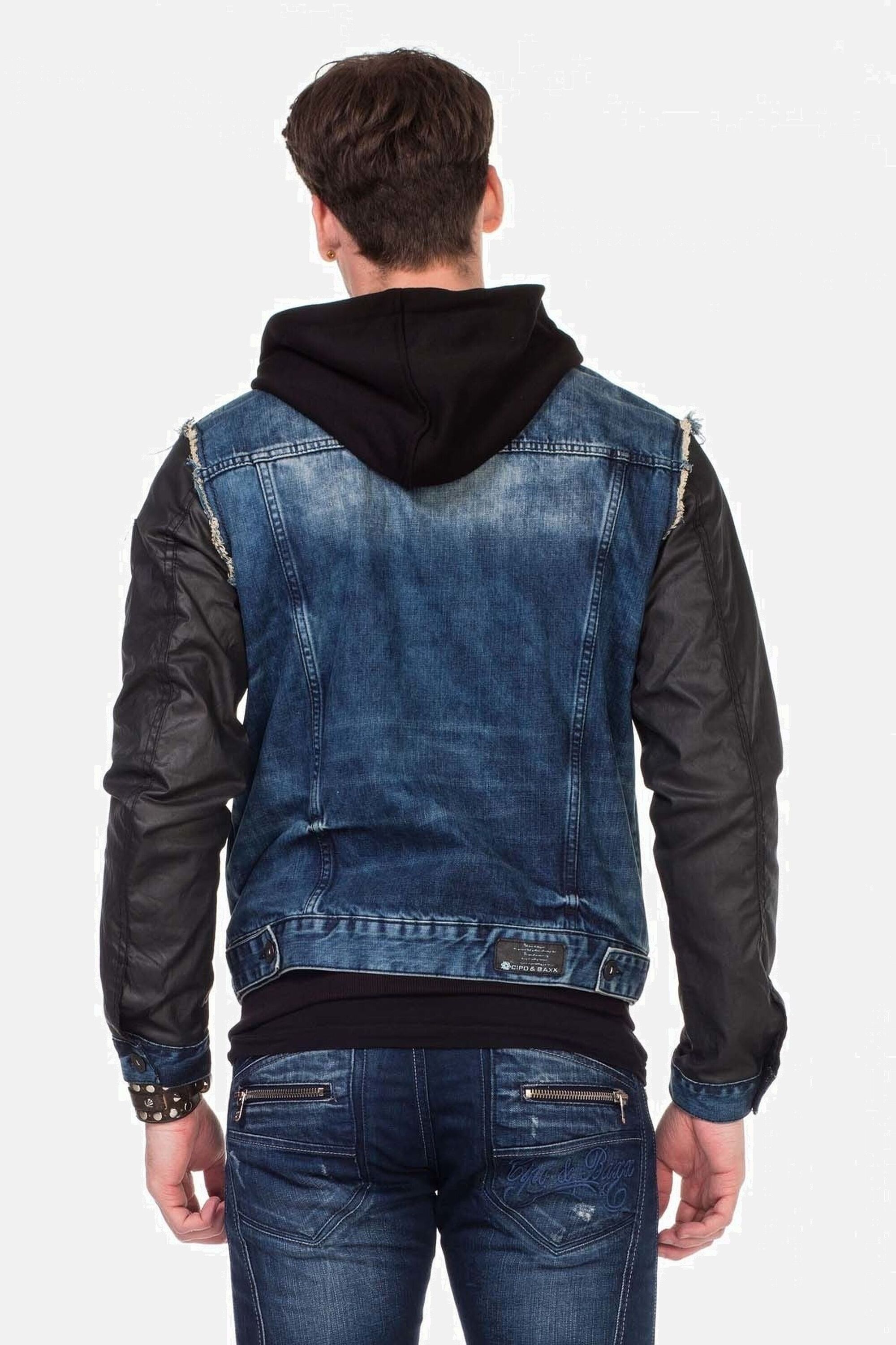 Thumbnail - Cipo & Baxx Jeansjacke "Jacke" ohne Kapuze mit Metall Patch am Oberarm, C-1290