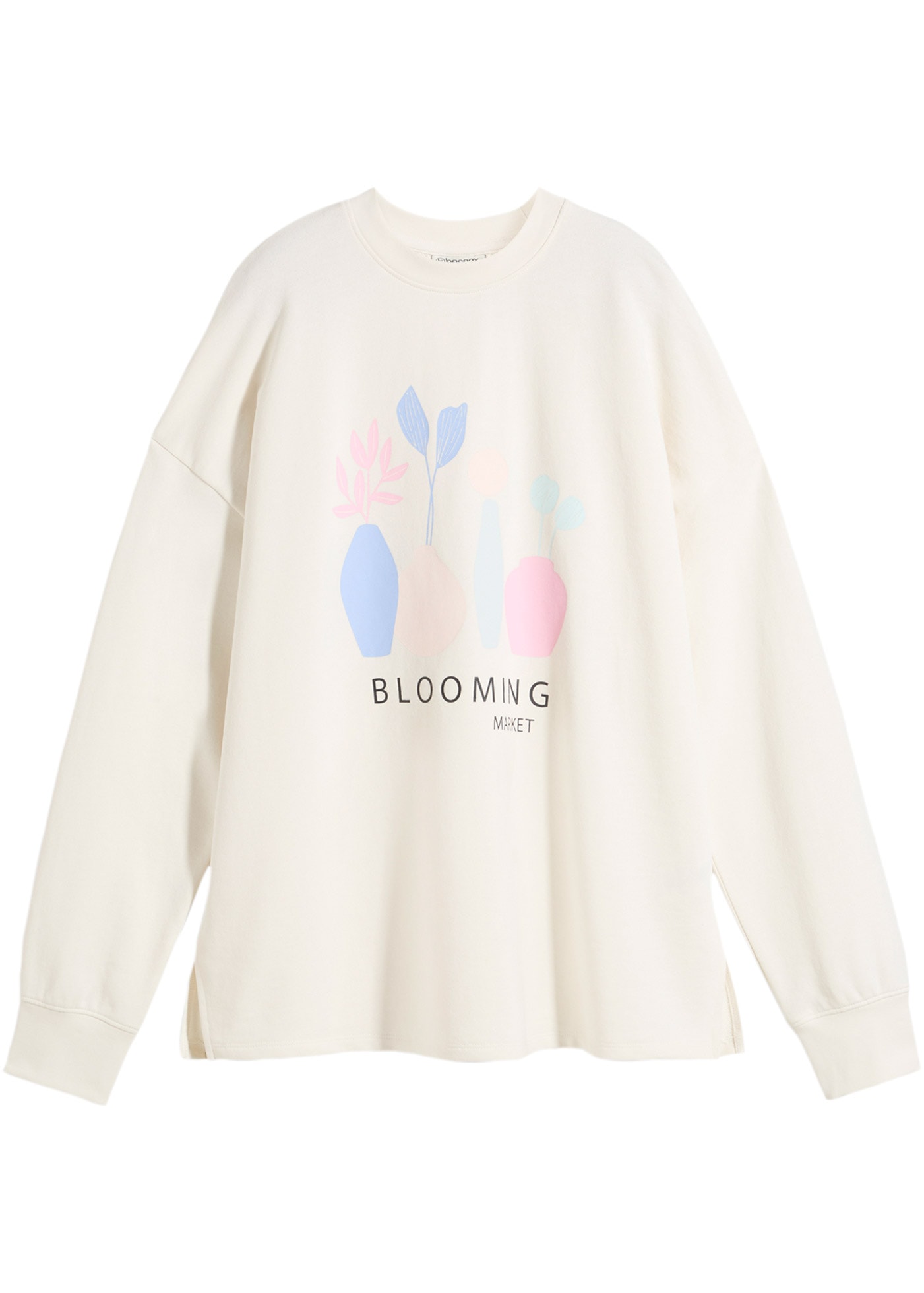 bonprix Sweatshirt , mit Langarm, mit Blumen-Druck, mit Seitenschlitzen
