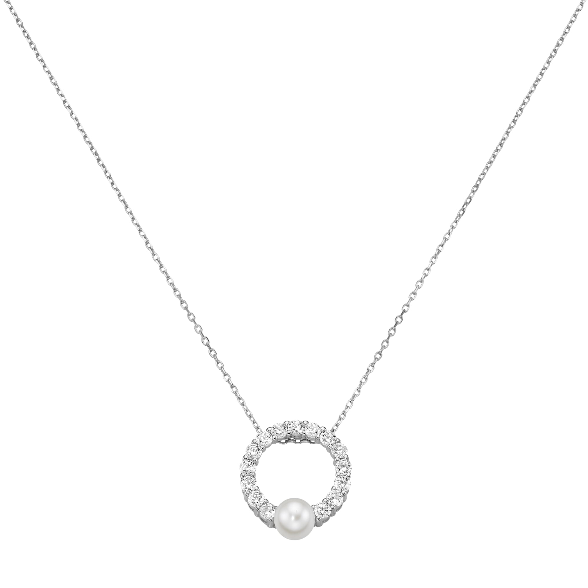 Firetti Kette mit Anhänger »Schmuck Geschenk Silber 925 Ankerkette Anhänger Kreis rund« mit Zirkonia (synth.) - mit Süßwasserzuchtperle
