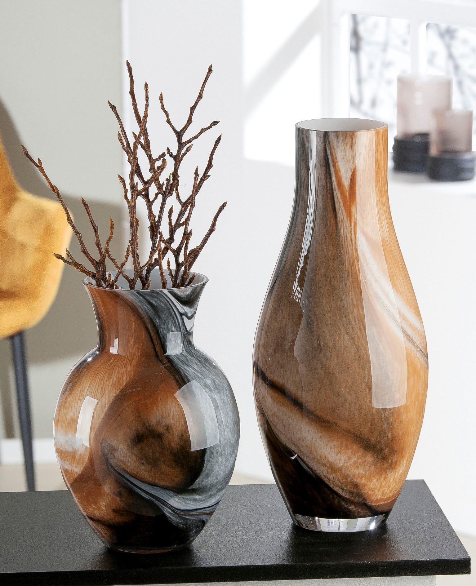GILDE Tischvase »Draga, Höhe ca. 40 cm«, (1 St.), dekorative Vase aus Glas, Blumenvase